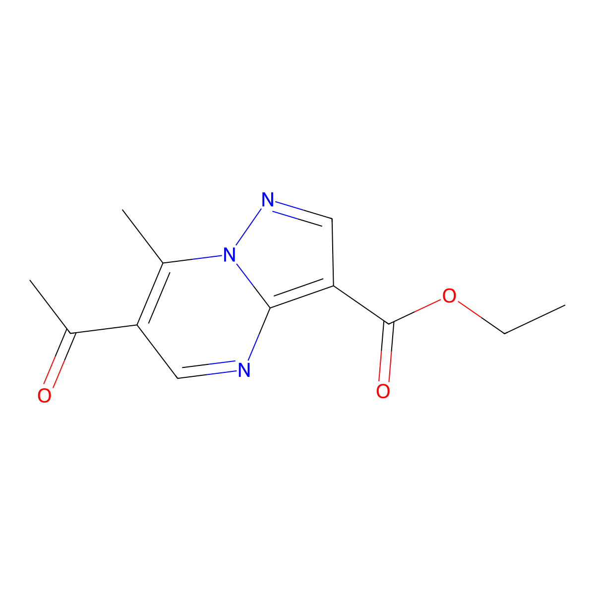 Ethyl 6-acetyl-7-methylpyrazolo[1,5-a]pyrimidine-3-carboxylate molecular structure, CAS 5626-70-0