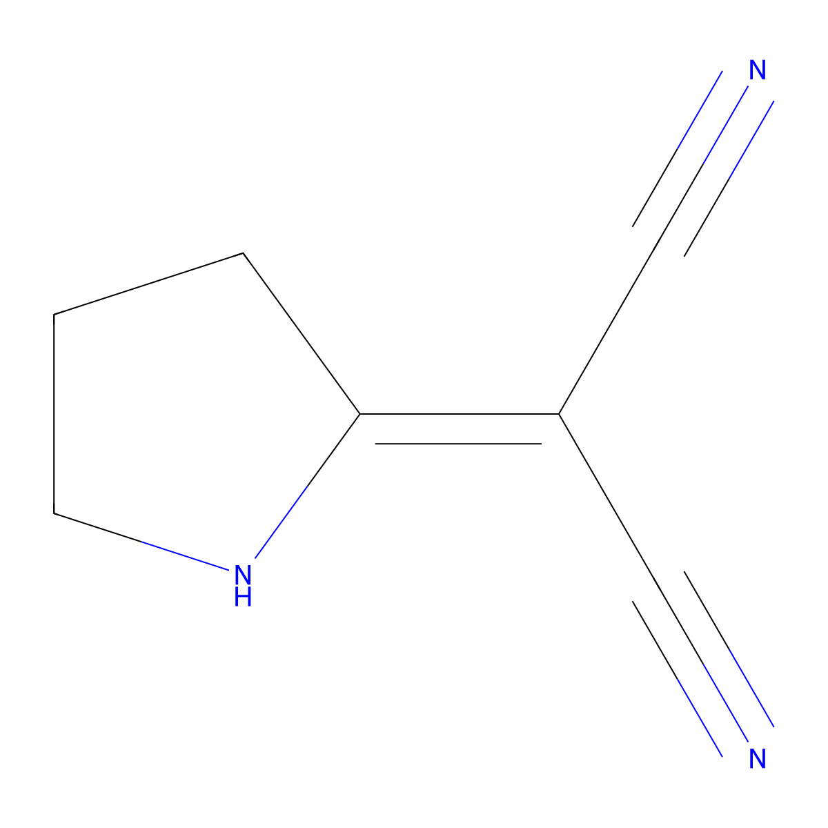 Propanedinitrile, 2-pyrrolidinylidene- molecular structure, CAS 5626-75-5