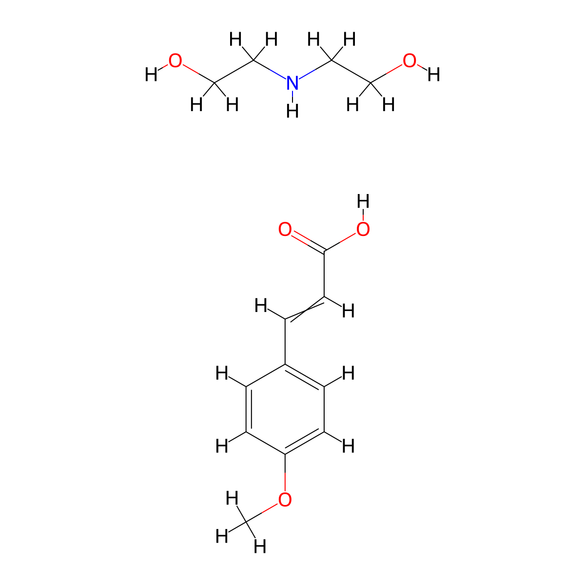 2-(2-Hydroxyethylamino)ethanol;3-(4-methoxyphenyl)prop-2-enoic acid molecular structure, CAS 56265-46-4