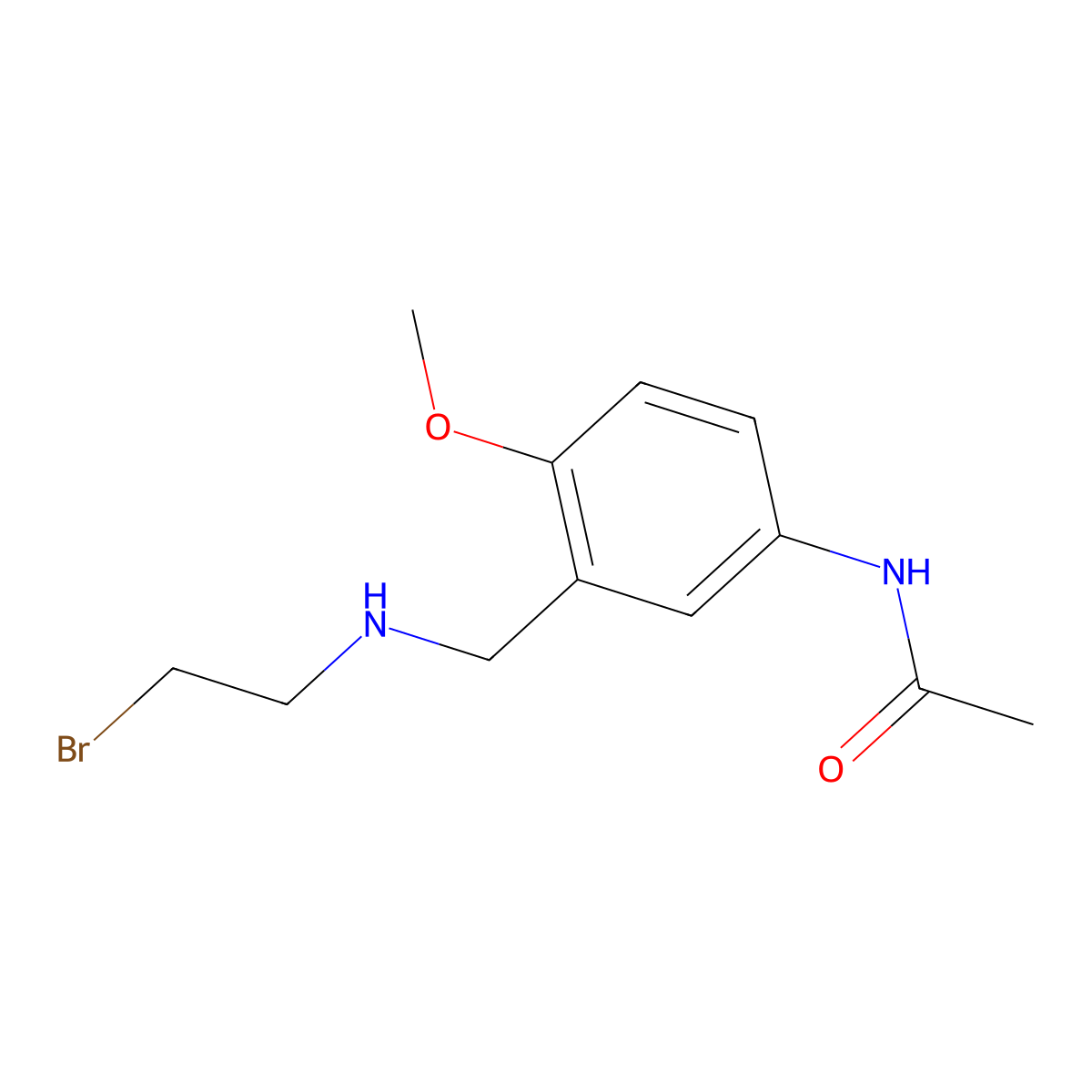 Acetamide, N-(3-(((2-bromoethyl)amino)methyl)-4-methoxyphenyl)- molecular structure, CAS 56266-62-7