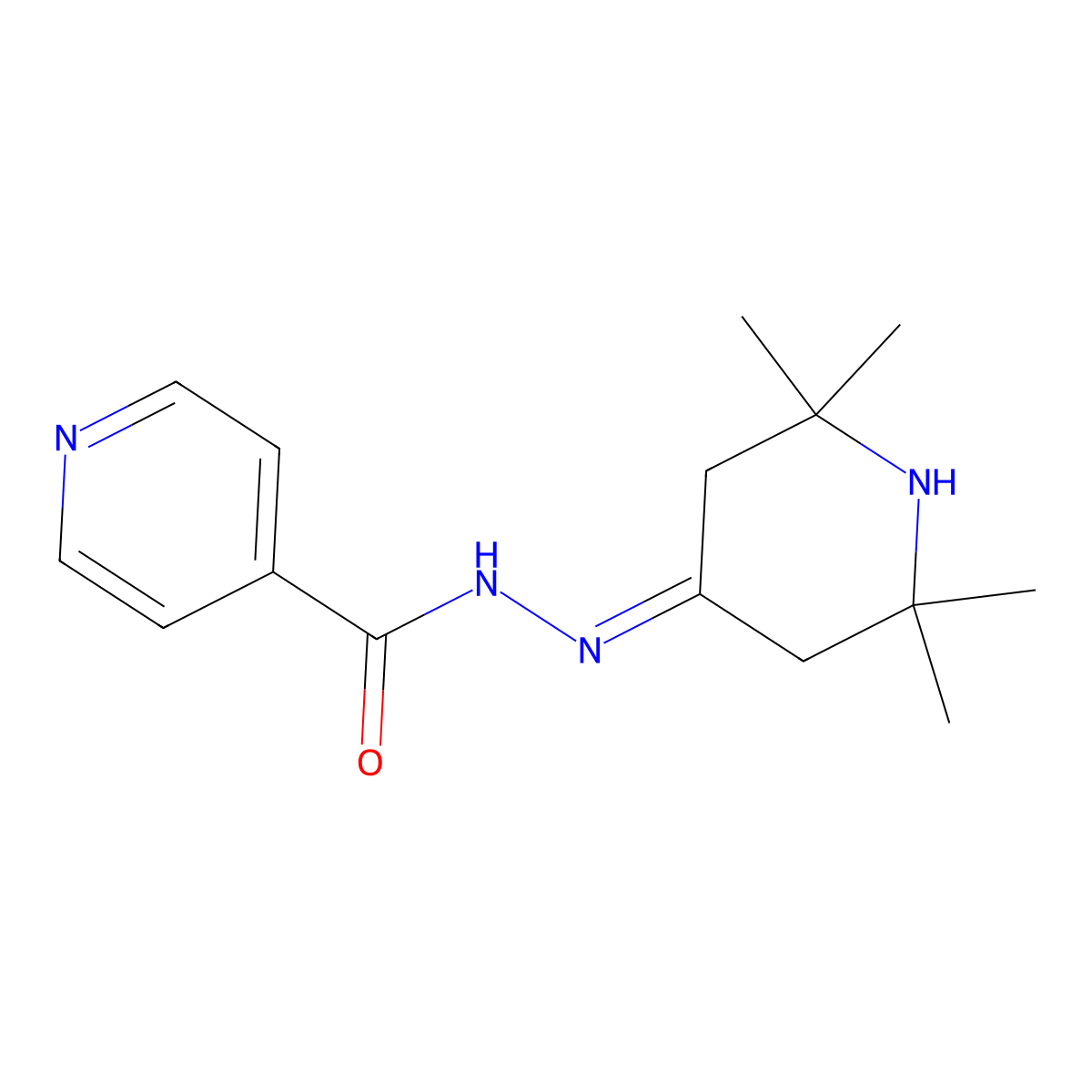 N'-(2,2,6,6-tetramethylpiperidin-4-ylidene)isonicotinohydrazide molecular structure, CAS 56266-71-8
