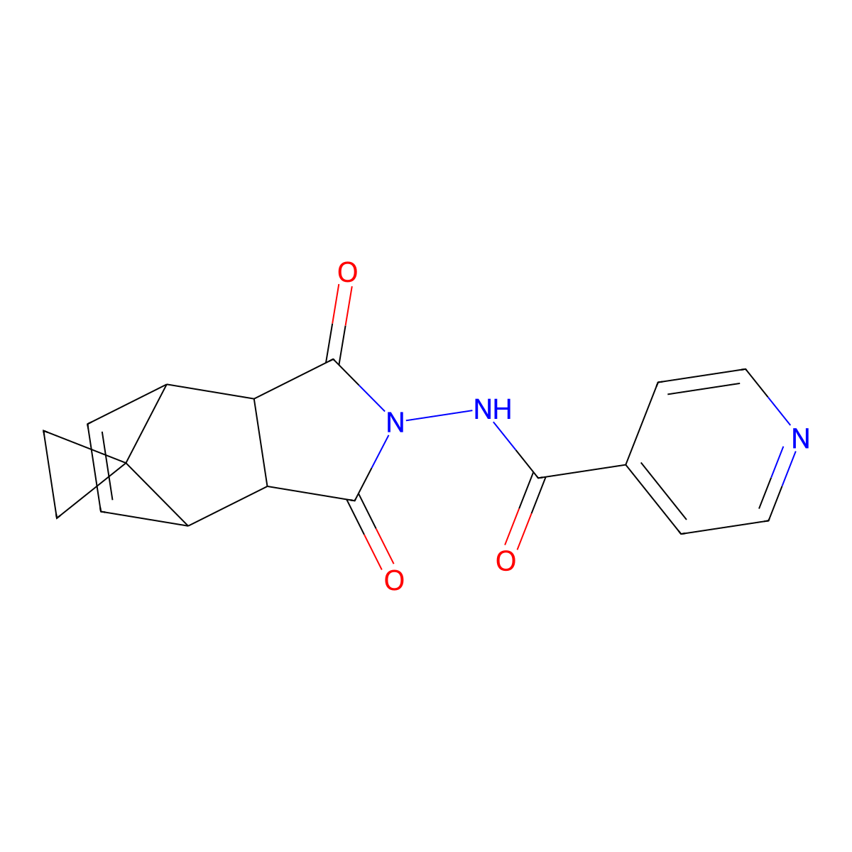 N-(3,5-Dioxospiro[4-azatricyclo[5.2.1.02,6]dec-8-ene-10,1'-cyclopropane]-4-yl)pyridine-4-carboxamide molecular structure, CAS 5627-65-6