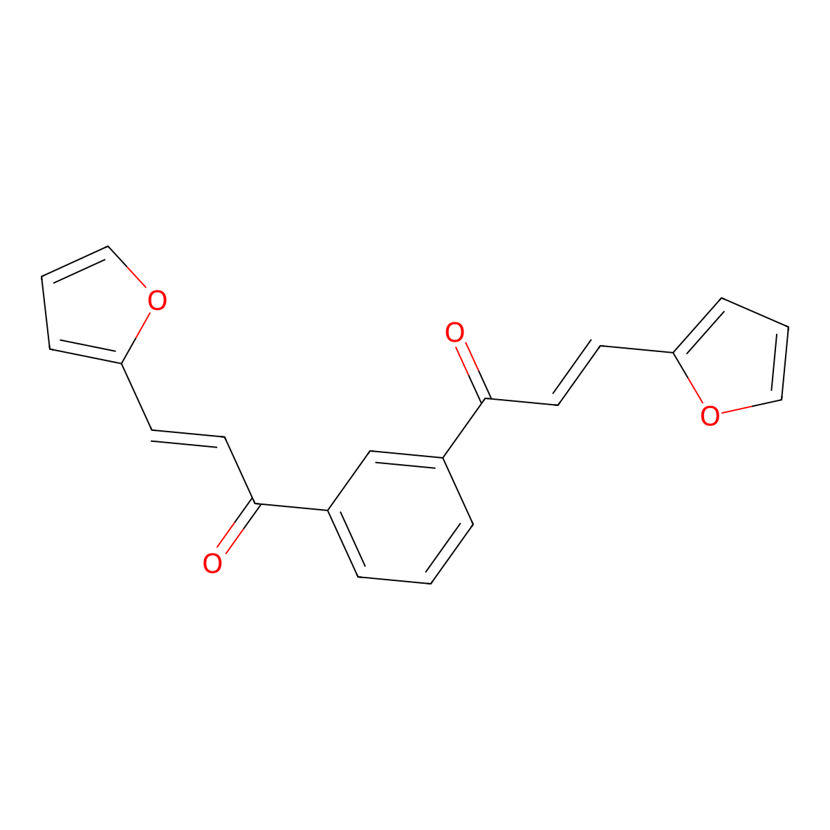 (2E)-3-(furan-2-yl)-1-{3-[(2E)-3-(furan-2-yl)prop-2-enoyl]phenyl}prop-2-en-1-one molecular structure, CAS 56270-12-3