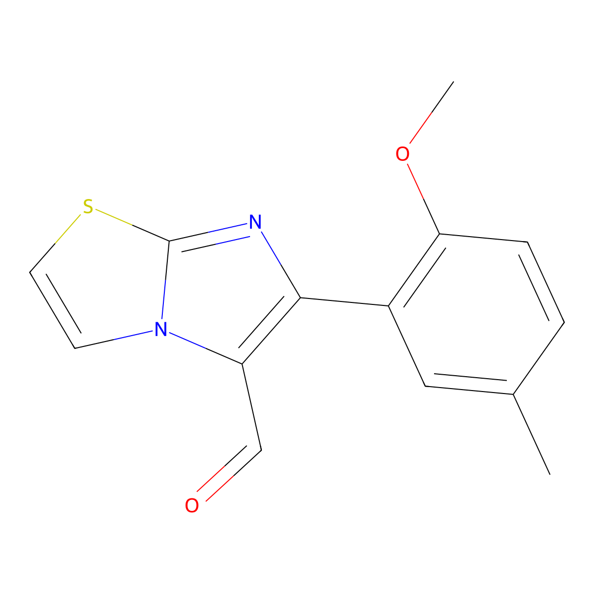 6-(2-Methoxy-5-methylphenyl)imidazo[2,1-b][1,3]thiazole-5-carbaldehyde molecular structure, CAS 562792-87-4
