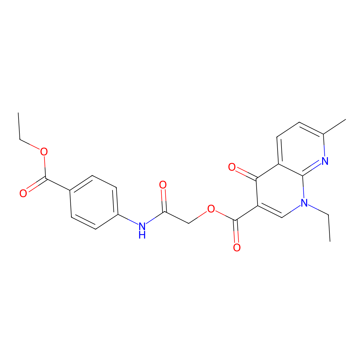 2-((4-(Ethoxycarbonyl)phenyl)amino)-2-oxoethyl 1-ethyl-7-methyl-4-oxo-1,4-dihydro-1,8-naphthyridine-3-carboxylate molecular structure, CAS 562793-73-1