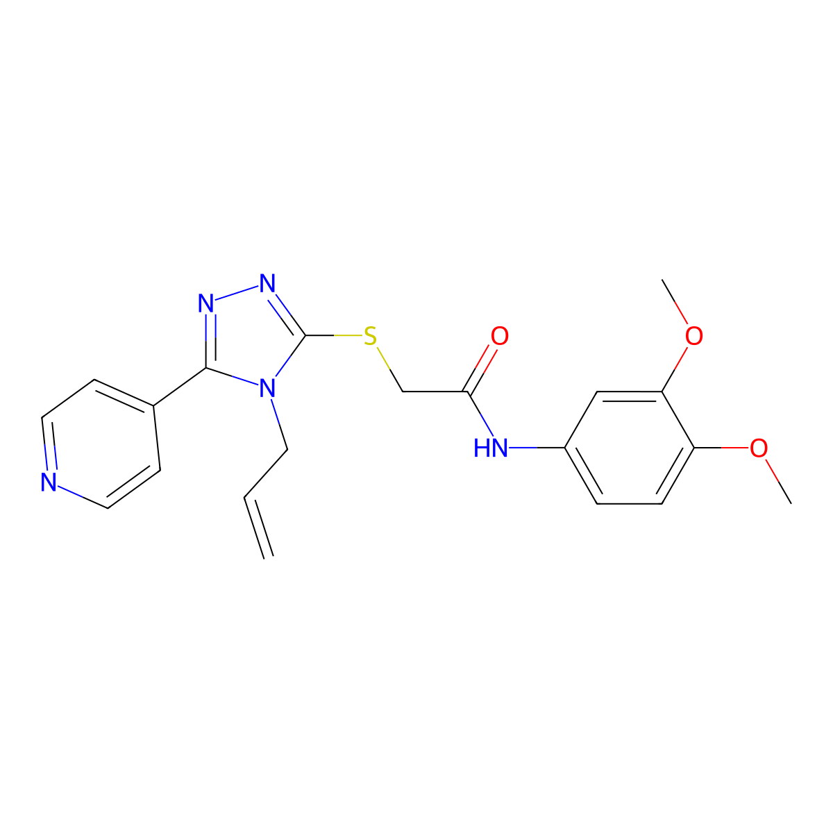 N-(3,4-dimethoxyphenyl)-2-{[4-(prop-2-en-1-yl)-5-(pyridin-4-yl)-4H-1,2,4-triazol-3-yl]sulfanyl}acetamide molecular structure, CAS 562796-11-6