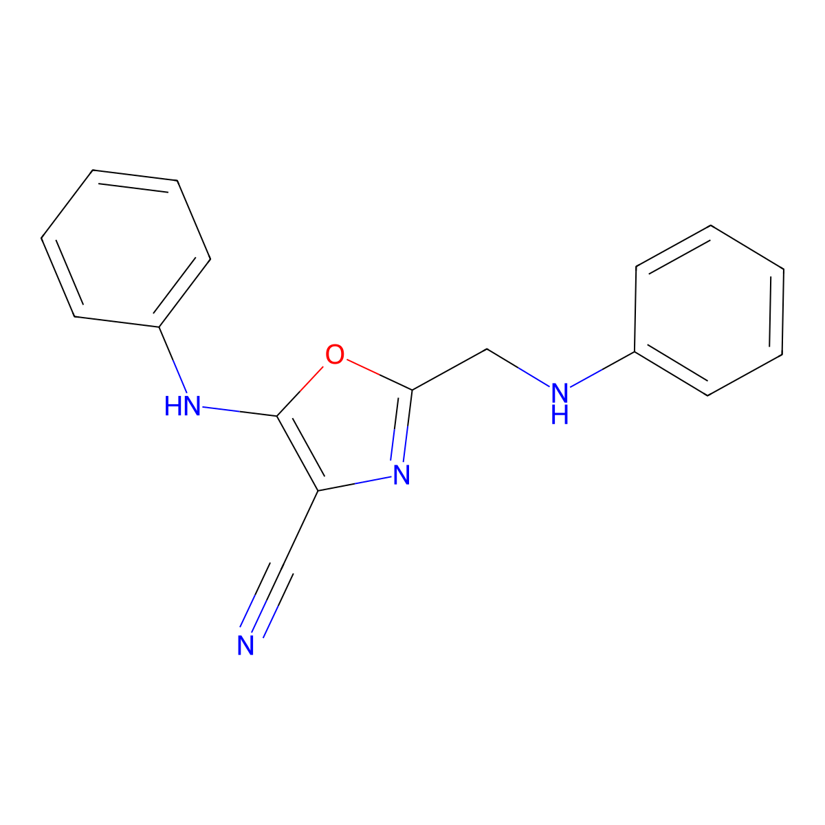 5-Anilino-2-(anilinomethyl)-1,3-oxazole-4-carbonitrile molecular structure, CAS 5628-02-4