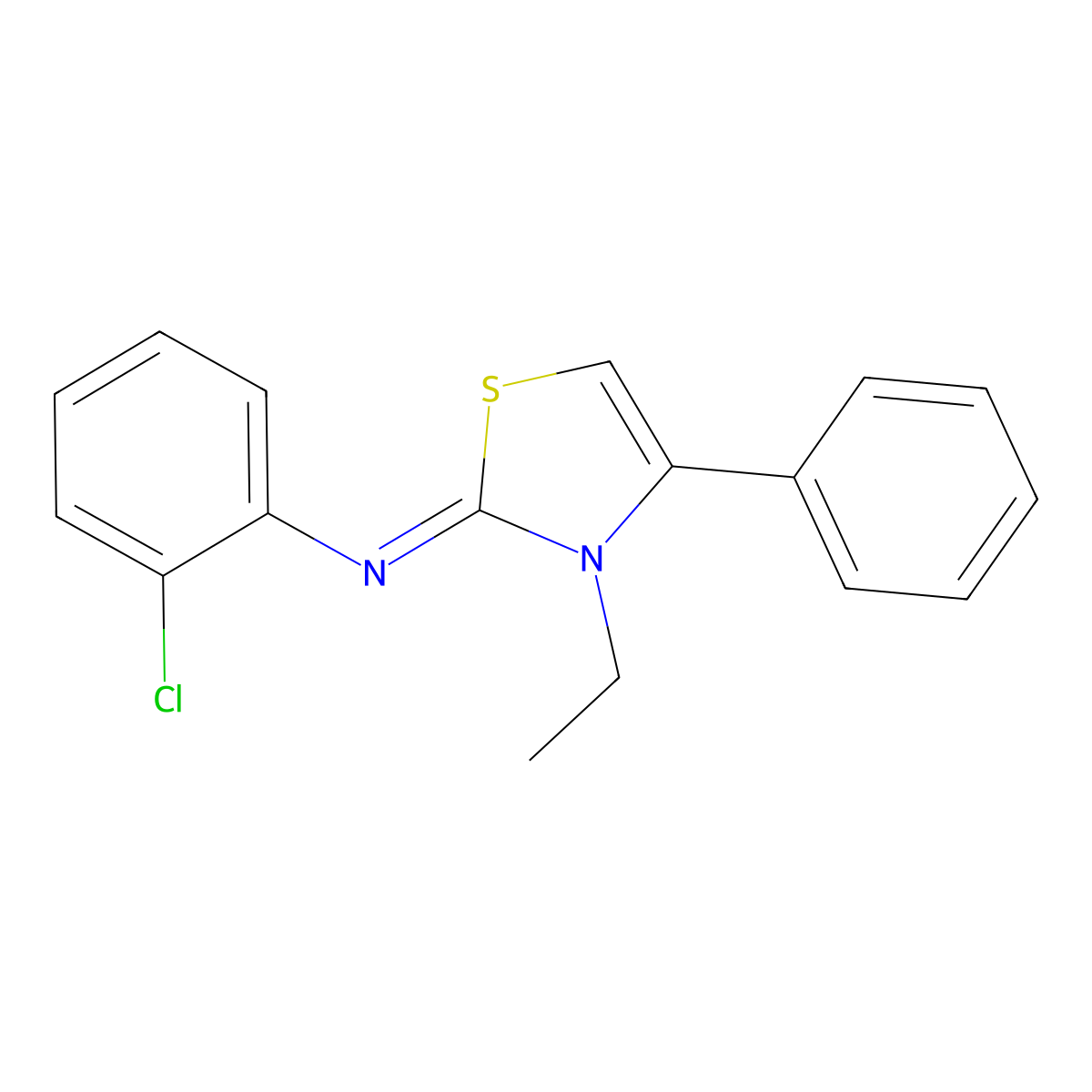 N-(2-chlorophenyl)-3-ethyl-4-phenyl-1,3-thiazol-2-imine molecular structure, CAS 5628-04-6