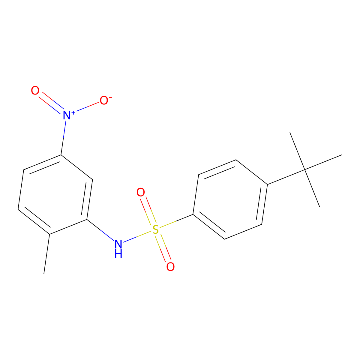 N-(2-Methyl-5-nitro-phenyl)-4-tert-butyl-benzenesulfonamide molecular structure, CAS 5628-15-9