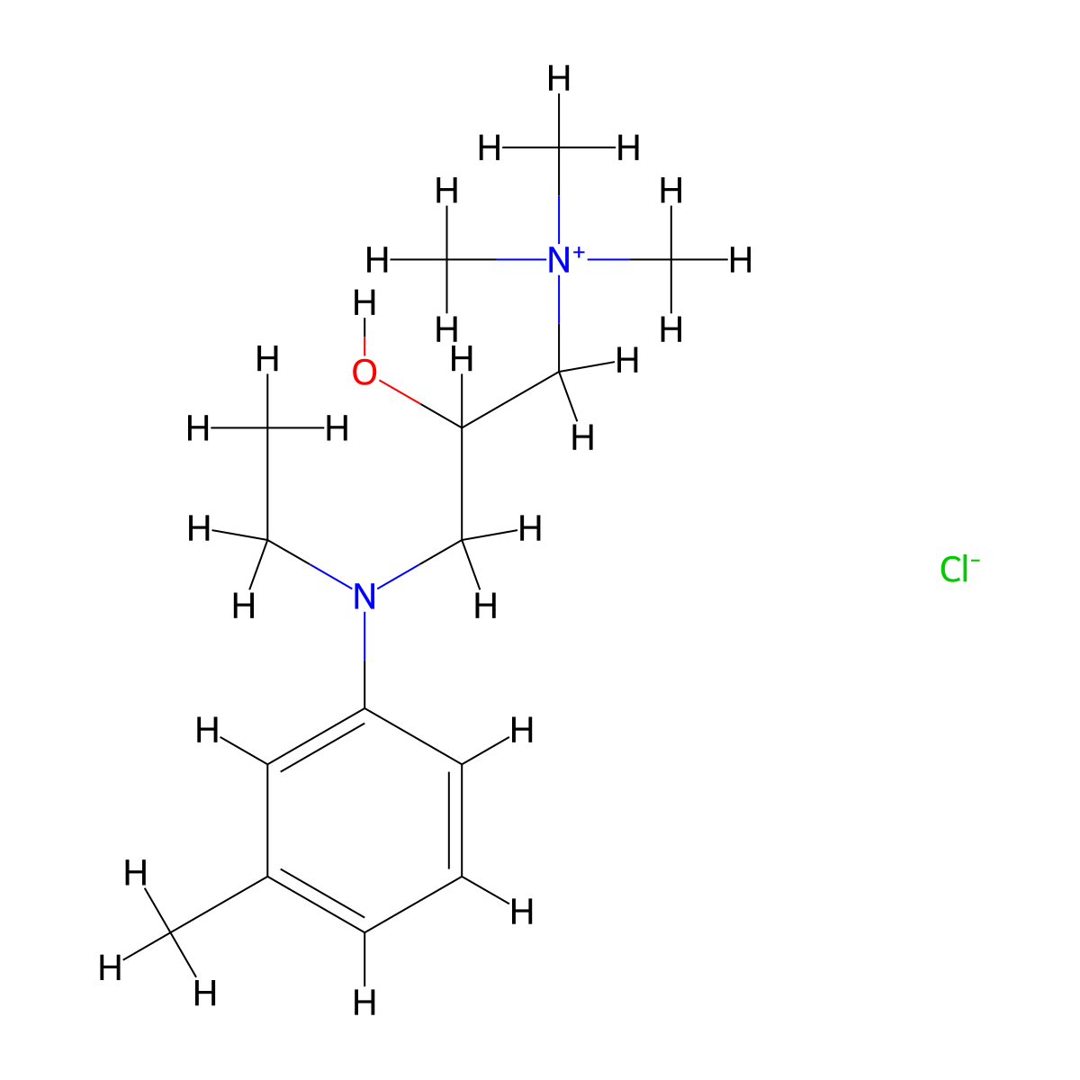 1-Propanaminium, 3-[ethyl(3-methylphenyl)amino]-2-hydroxy-N,N,N-trimethyl-, chloride (1:1) molecular structure, CAS 56280-59-2