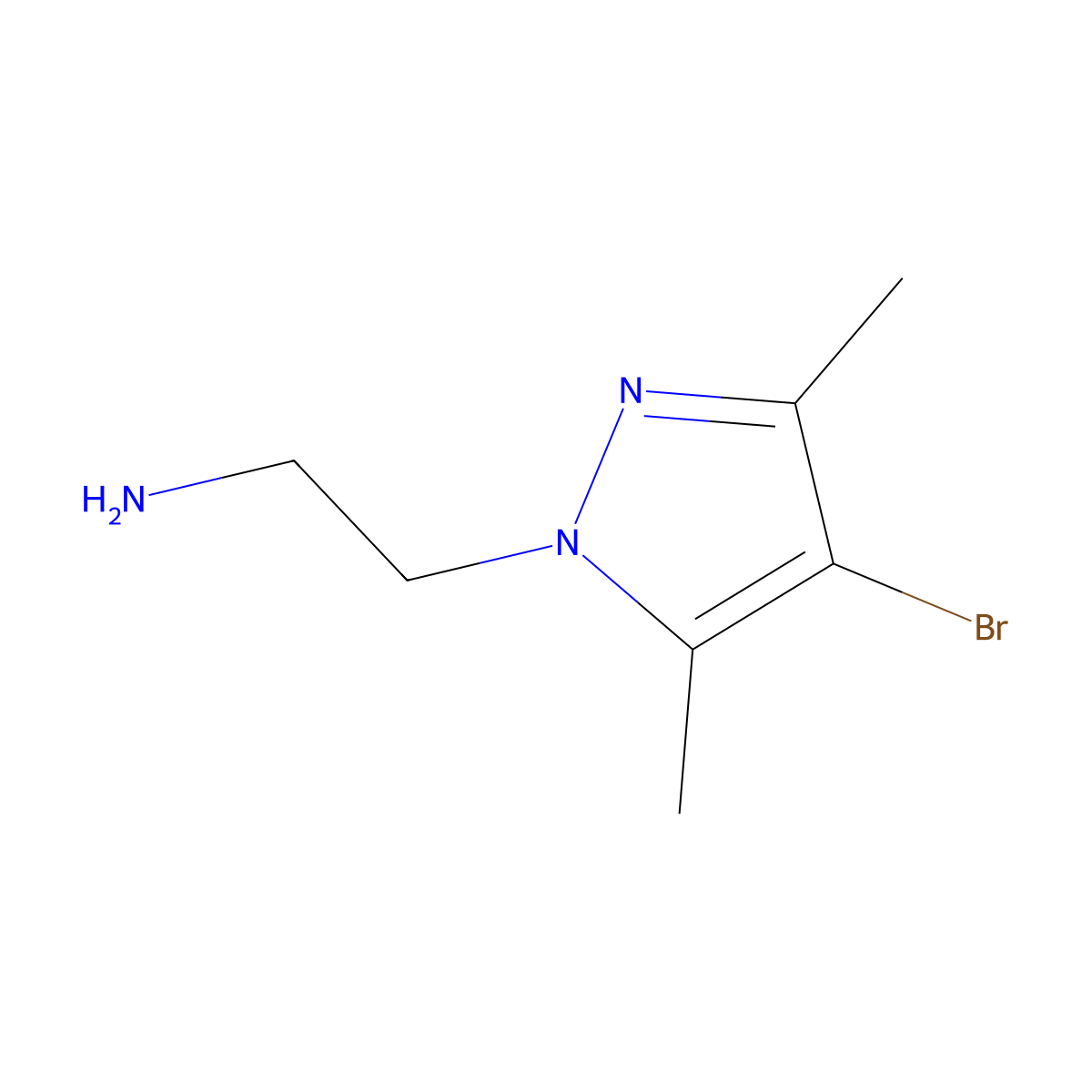 2-(4-bromo-3,5-dimethyl-1H-pyrazol-1-yl)ethanamine molecular structure, CAS 562815-07-0