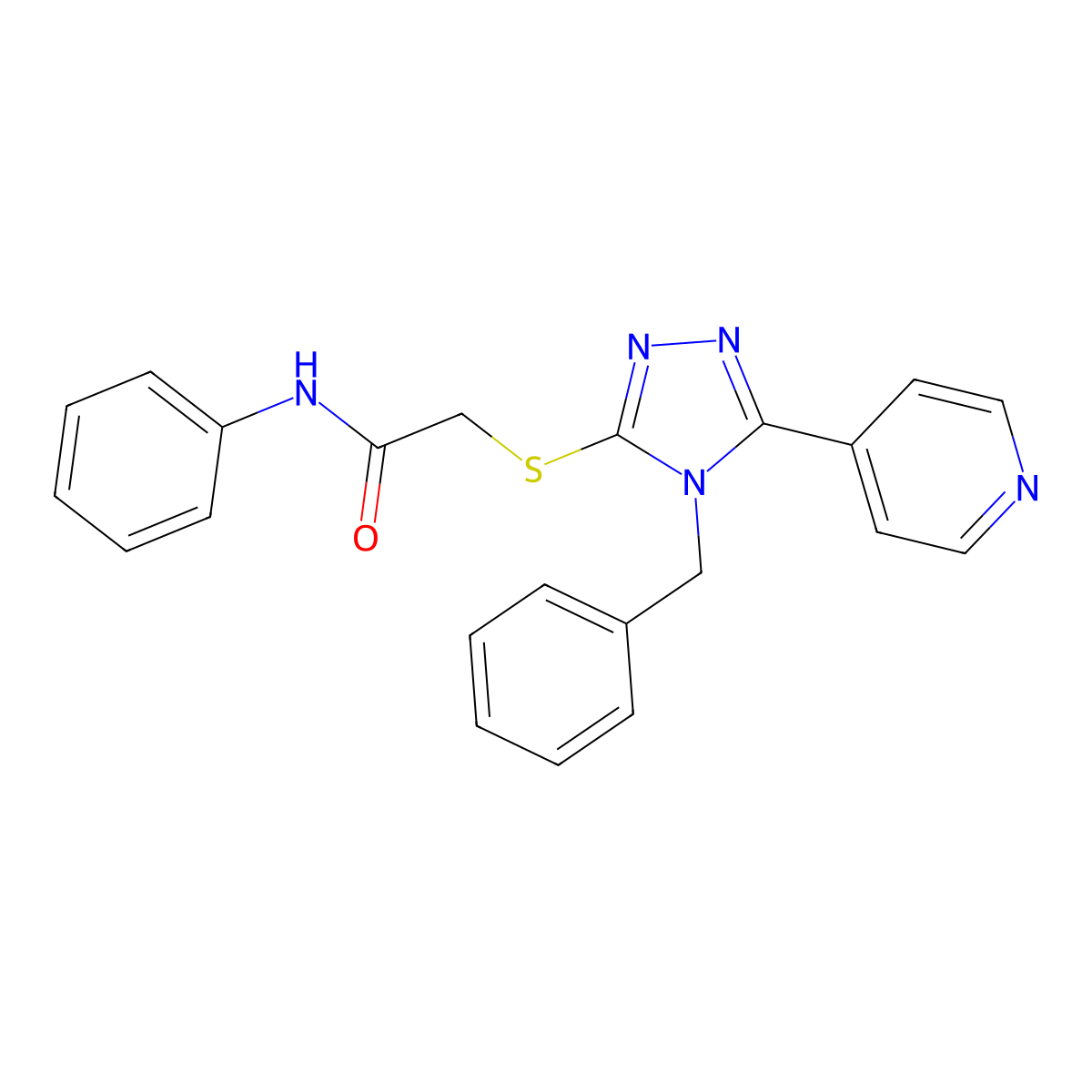 2-((4-Benzyl-5-(pyridin-4-yl)-4H-1,2,4-triazol-3-yl)thio)-N-phenylacetamide molecular structure, CAS 562831-78-1