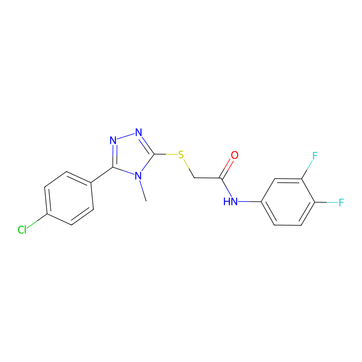 2-{[5-(4-chlorophenyl)-4-methyl-4H-1,2,4-triazol-3-yl]sulfanyl}-N-(3,4-difluorophenyl)acetamide molecular structure, CAS 562832-80-8