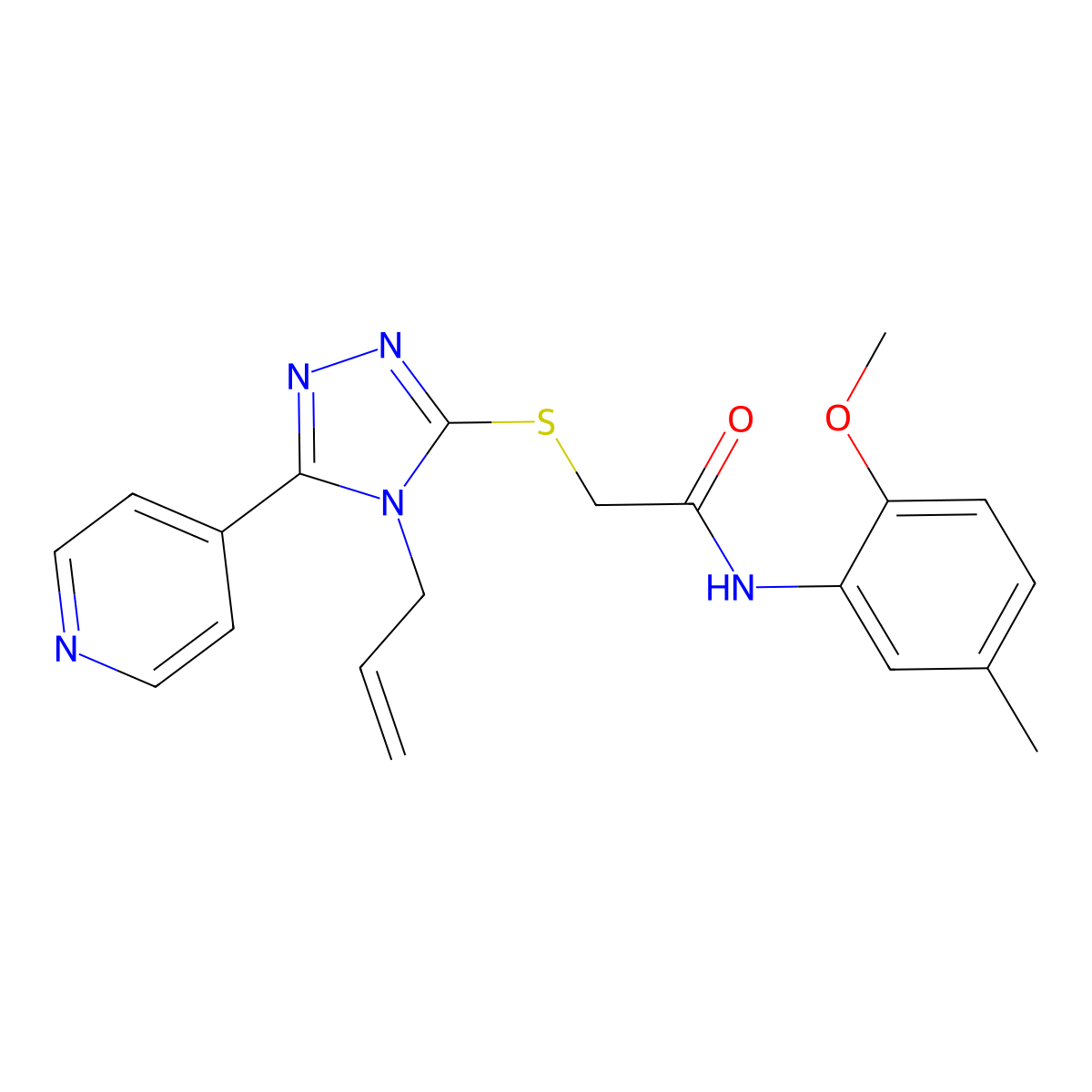 N-(2-methoxy-5-methylphenyl)-2-{[4-(prop-2-en-1-yl)-5-(pyridin-4-yl)-4H-1,2,4-triazol-3-yl]sulfanyl}acetamide molecular structure, CAS 562844-51-3