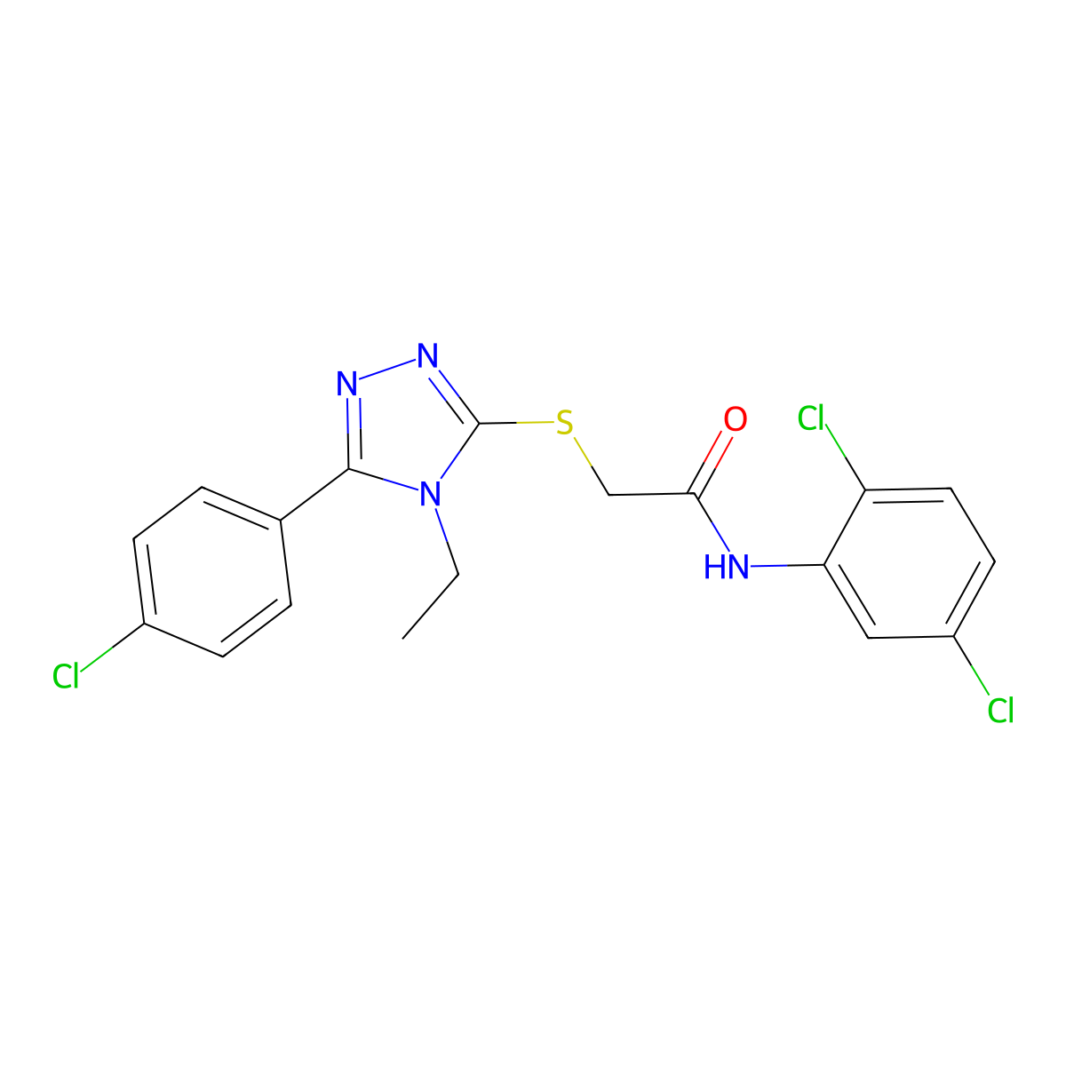 2-{[5-(4-chlorophenyl)-4-ethyl-4H-1,2,4-triazol-3-yl]sulfanyl}-N-(2,5-dichlorophenyl)acetamide molecular structure, CAS 562846-82-6