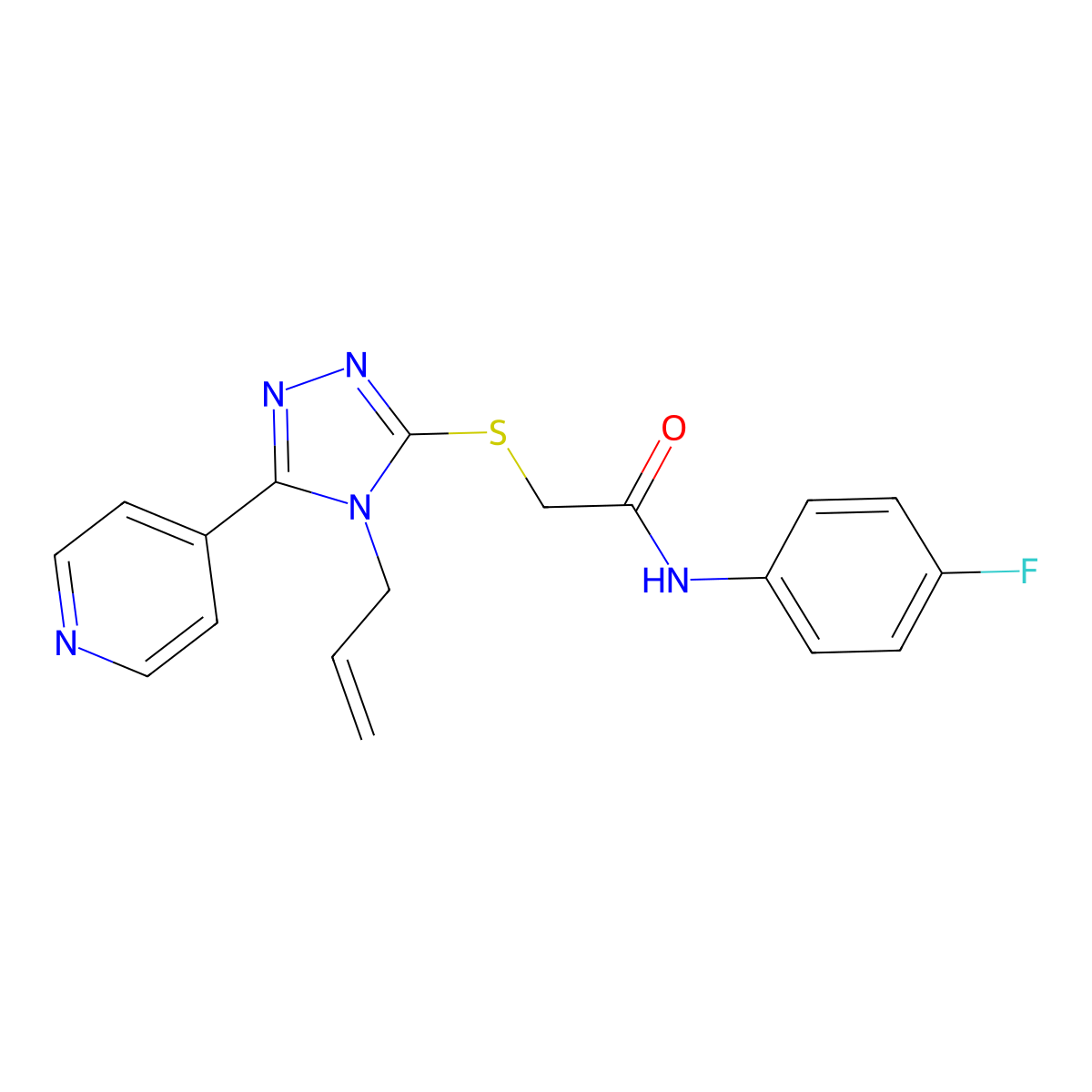 N-(4-fluorophenyl)-2-{[4-(prop-2-en-1-yl)-5-(pyridin-4-yl)-4H-1,2,4-triazol-3-yl]sulfanyl}acetamide molecular structure, CAS 562848-89-9