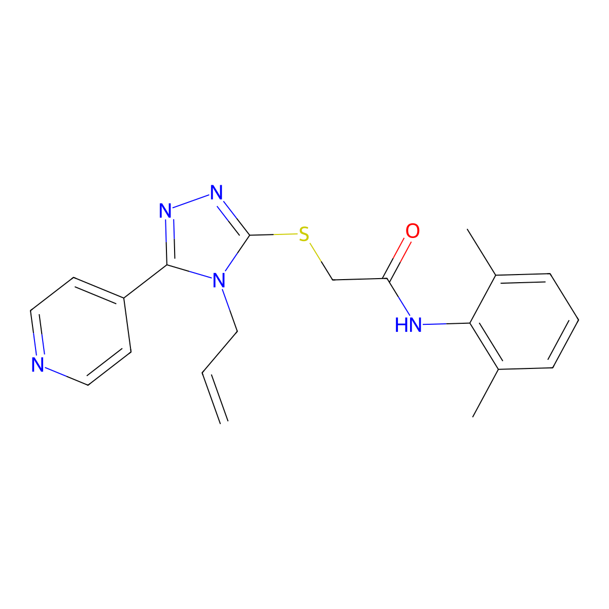 2-(4-Allyl-5-pyridin-4-yl-4H-[1,2,4]triazol-3-ylsulfanyl)-N-(2,6-dimethyl-phenyl)-acetamide molecular structure, CAS 562848-99-1