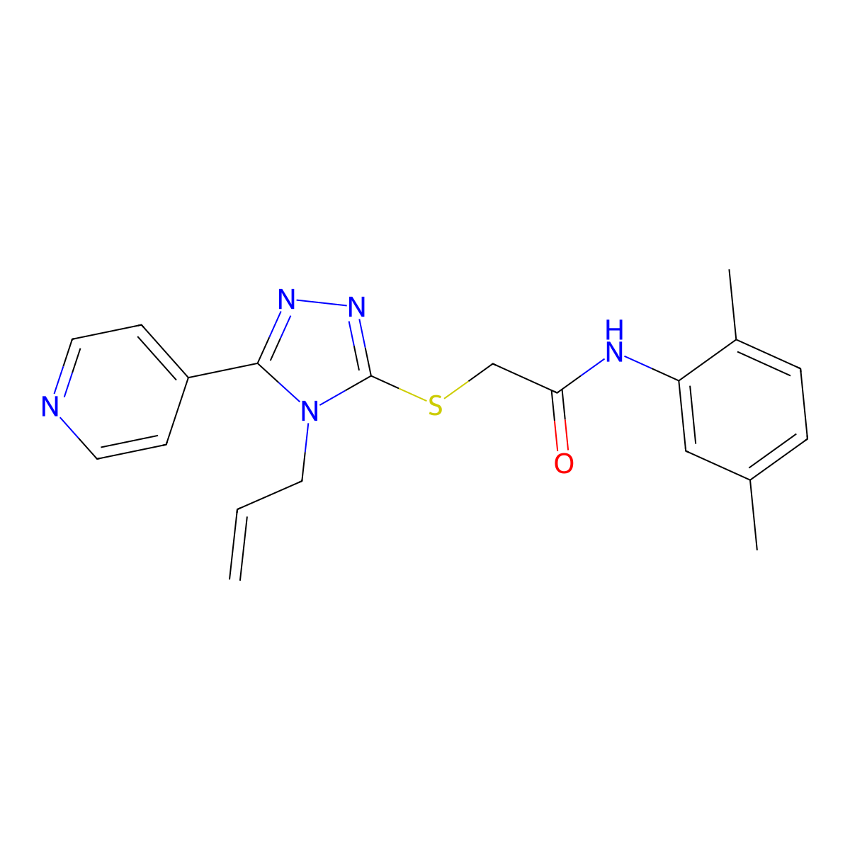 N-(2,5-dimethylphenyl)-2-{[4-(prop-2-en-1-yl)-5-(pyridin-4-yl)-4H-1,2,4-triazol-3-yl]sulfanyl}acetamide molecular structure, CAS 562849-03-0