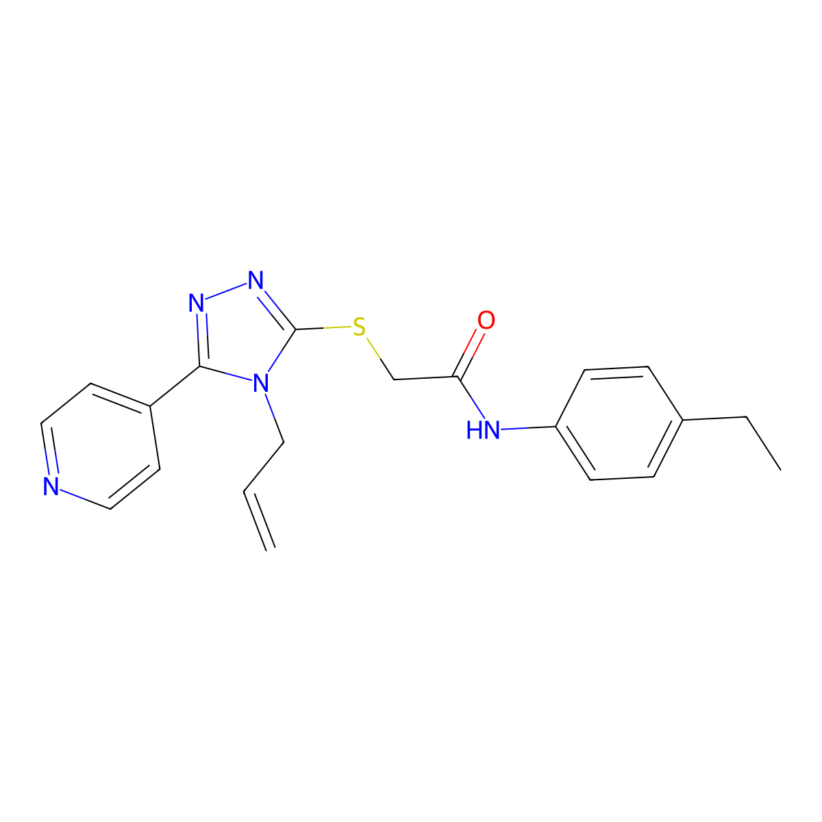 N-(4-ethylphenyl)-2-{[4-(prop-2-en-1-yl)-5-(pyridin-4-yl)-4H-1,2,4-triazol-3-yl]sulfanyl}acetamide molecular structure, CAS 562849-09-6