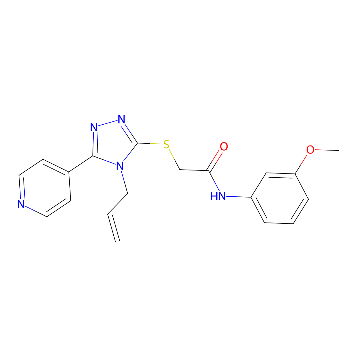 N-(3-methoxyphenyl)-2-{[4-(prop-2-en-1-yl)-5-(pyridin-4-yl)-4H-1,2,4-triazol-3-yl]sulfanyl}acetamide molecular structure, CAS 562849-19-8