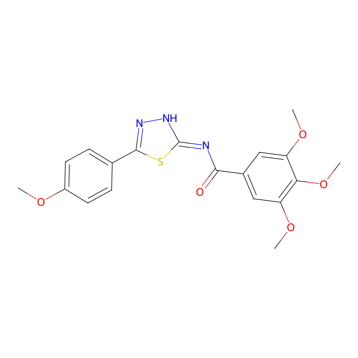 3,4,5-trimethoxy-N-[5-(4-methoxyphenyl)-1,3,4-thiadiazol-2-yl]benzamide molecular structure, CAS 562850-25-3