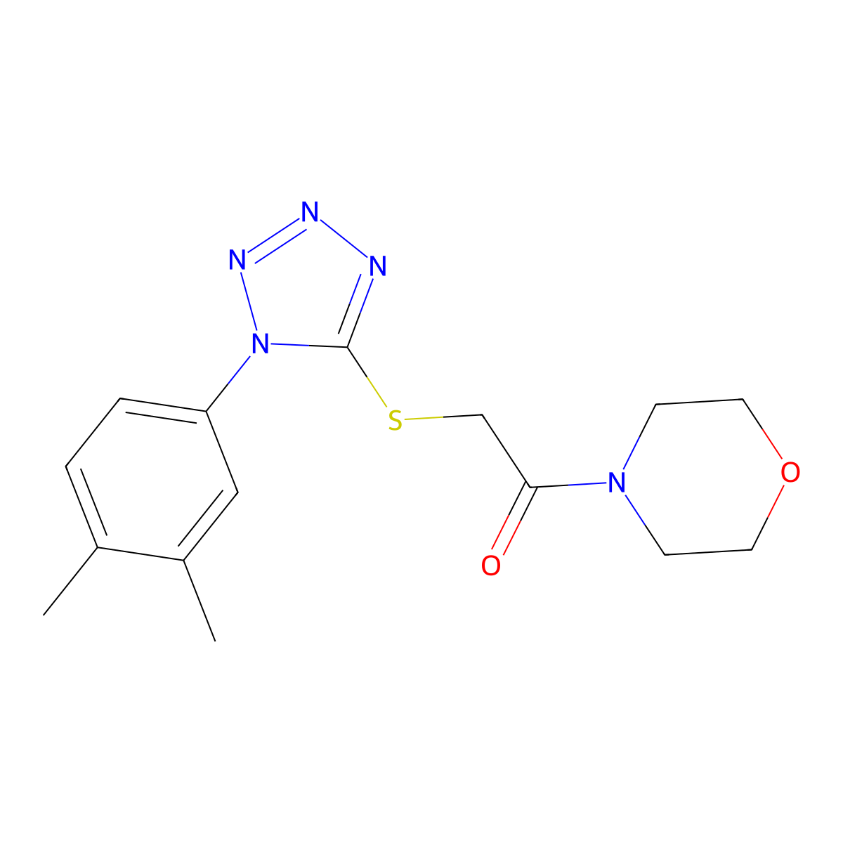 2-[1-(3,4-Dimethylphenyl)tetrazol-5-yl]sulfanyl-1-morpholin-4-ylethanone molecular structure, CAS 562866-09-5