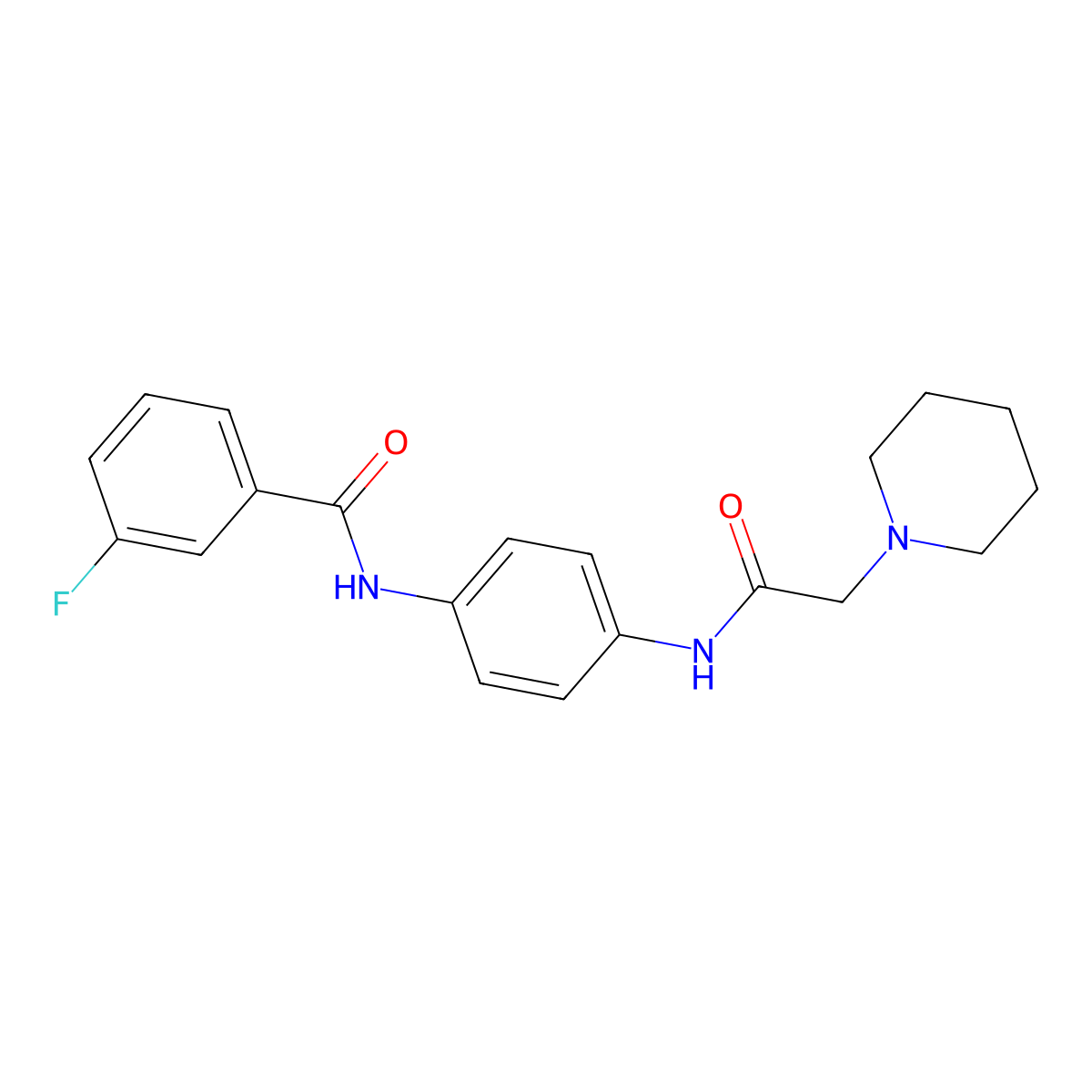 3-fluoro-N-{4-[(piperidin-1-ylacetyl)amino]phenyl}benzamide molecular structure, CAS 562867-04-3
