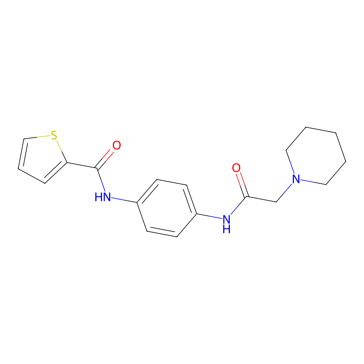 N-{4-[(piperidin-1-ylacetyl)amino]phenyl}thiophene-2-carboxamide molecular structure, CAS 562867-12-3