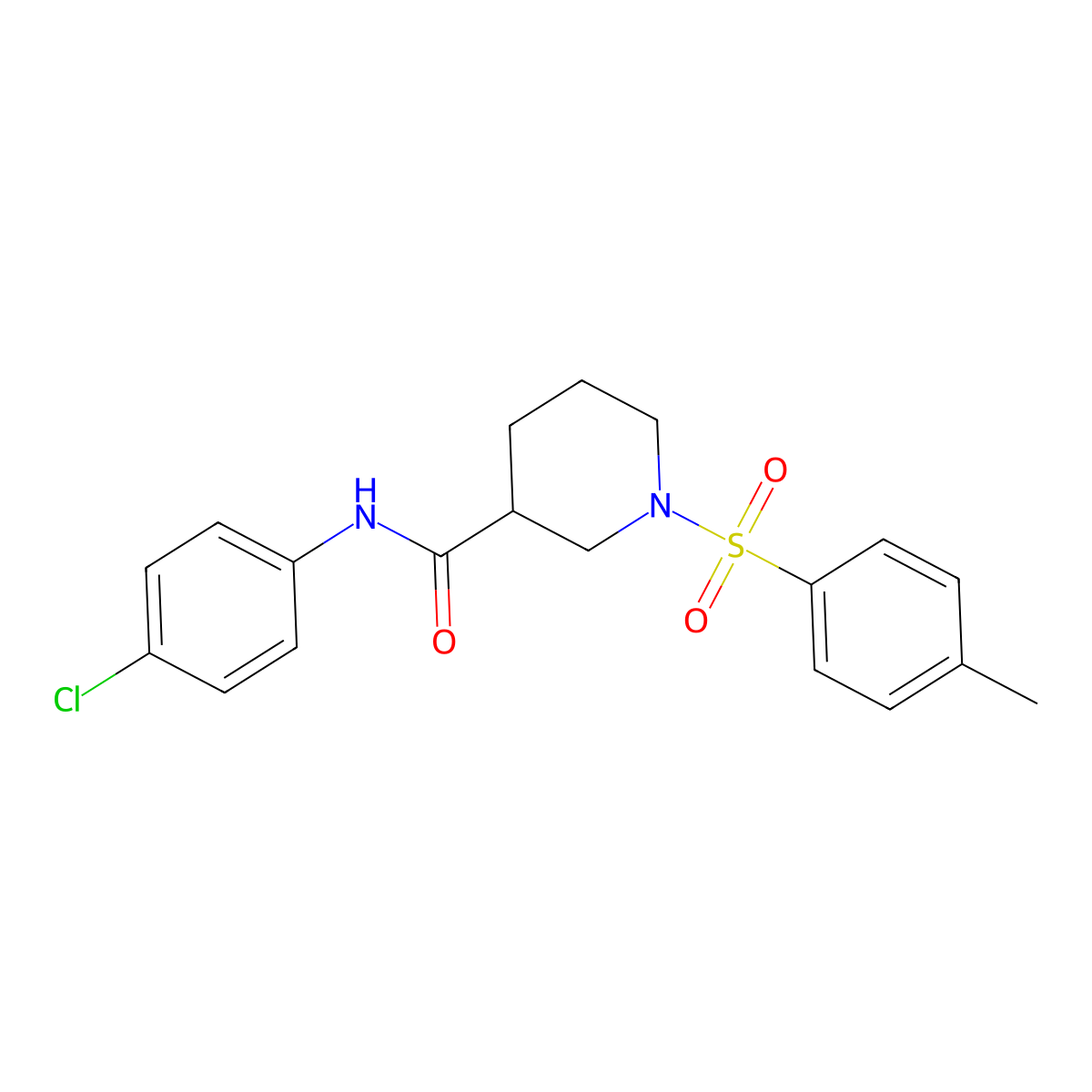 N-(4-chlorophenyl)-1-tosylpiperidine-3-carboxamide molecular structure, CAS 562867-76-9