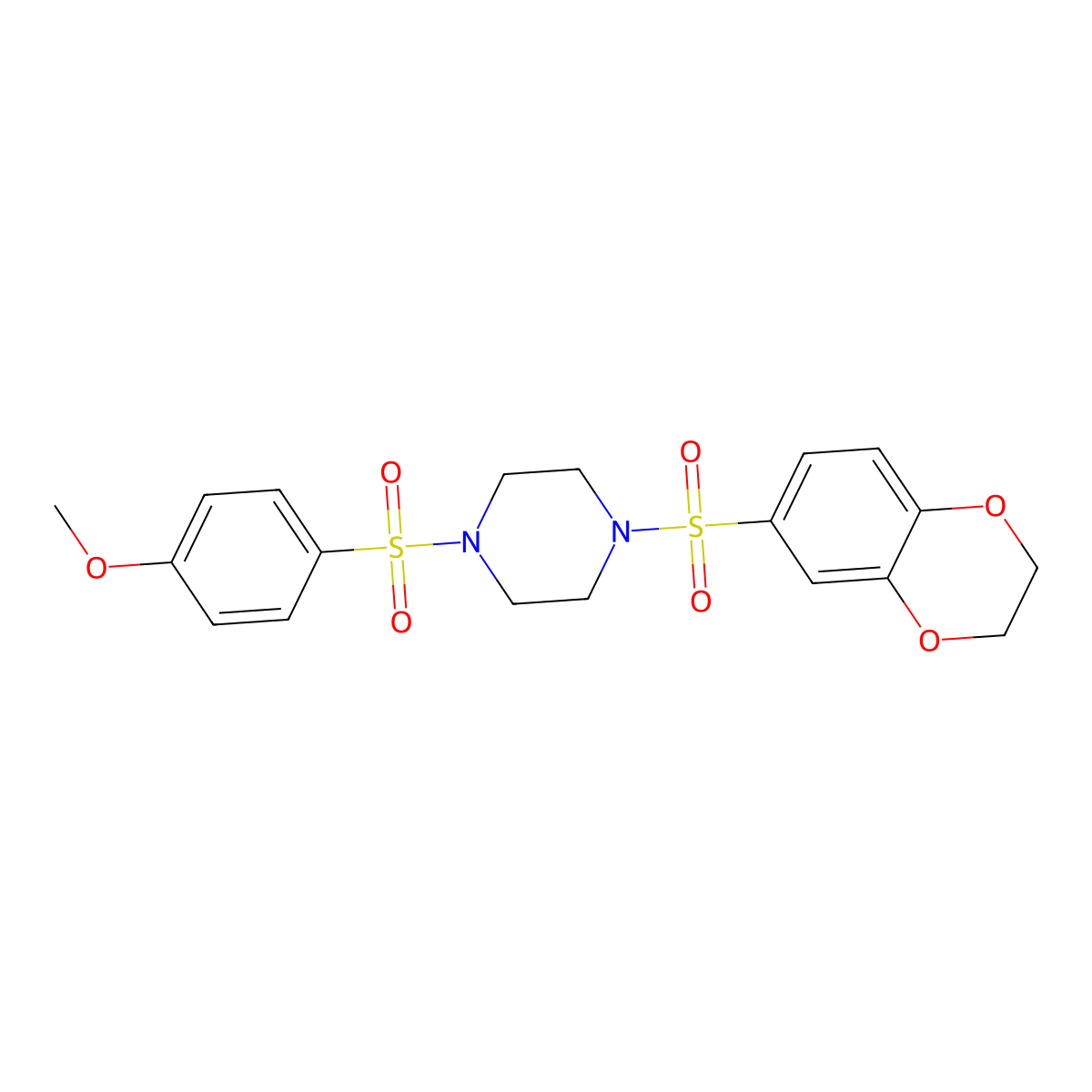 1-(2,3-Dihydro-1,4-benzodioxin-6-ylsulfonyl)-4-((4-methoxyphenyl)sulfonyl)piperazine molecular structure, CAS 562867-96-3