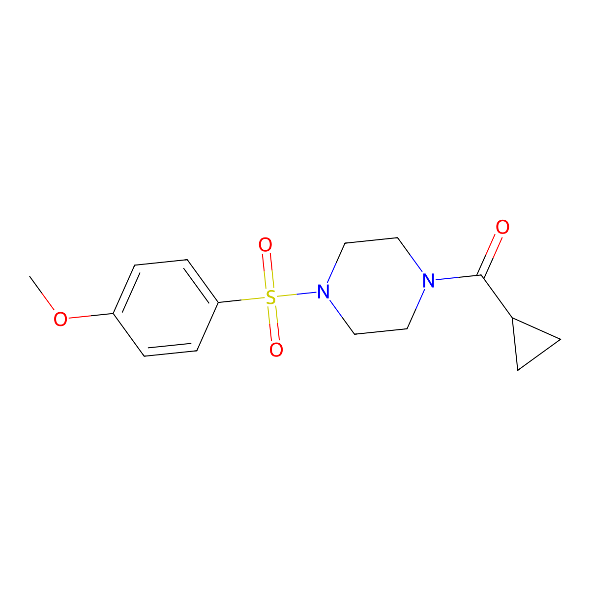 Cyclopropyl-[4-(4-methoxyphenyl)sulfonylpiperazin-1-yl]methanone molecular structure, CAS 562869-20-9
