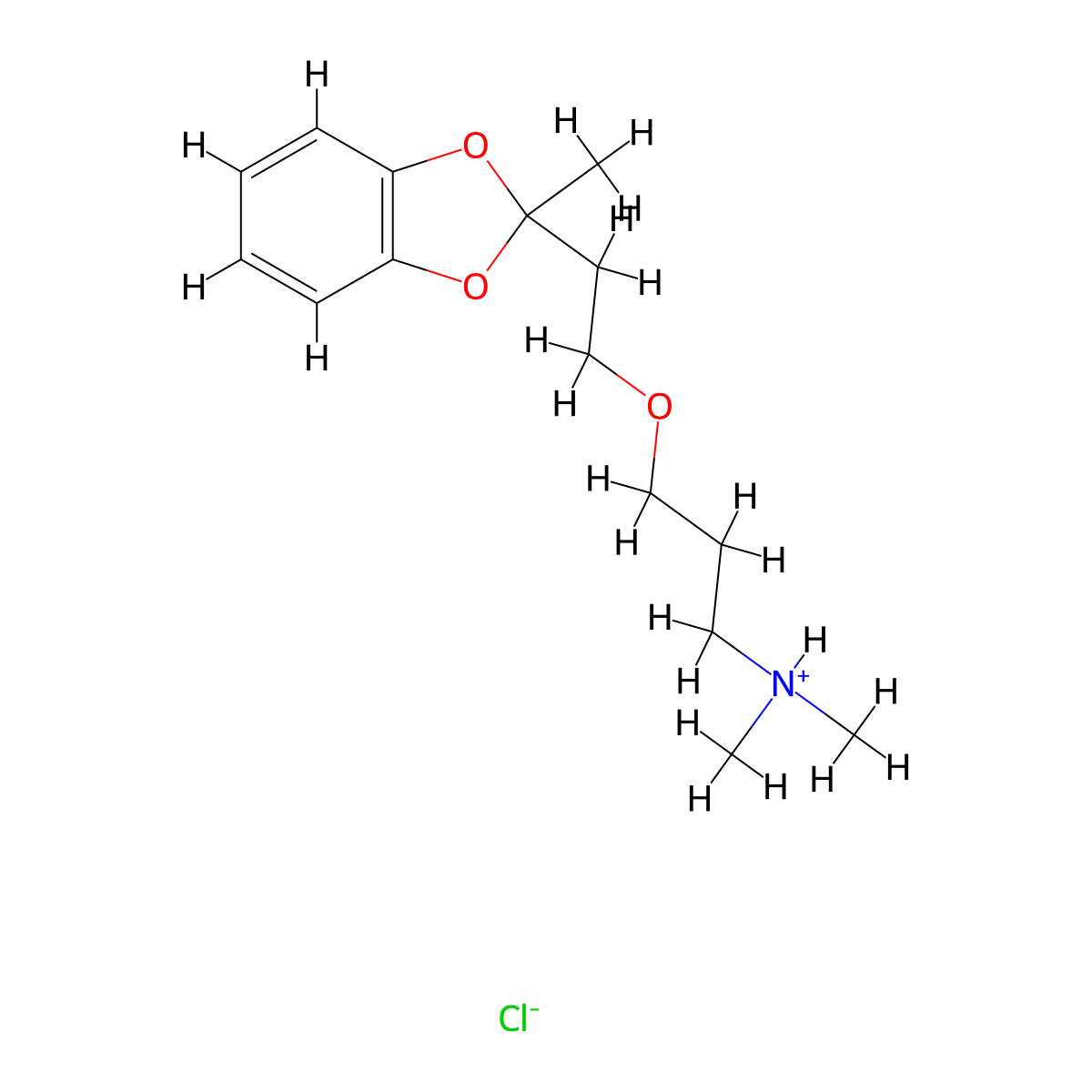 1,3-Benzodioxole, 2-(2-(3-(dimethylamino)propoxy)ethyl)-2-methyl-, hydrochloride molecular structure, CAS 56287-51-5