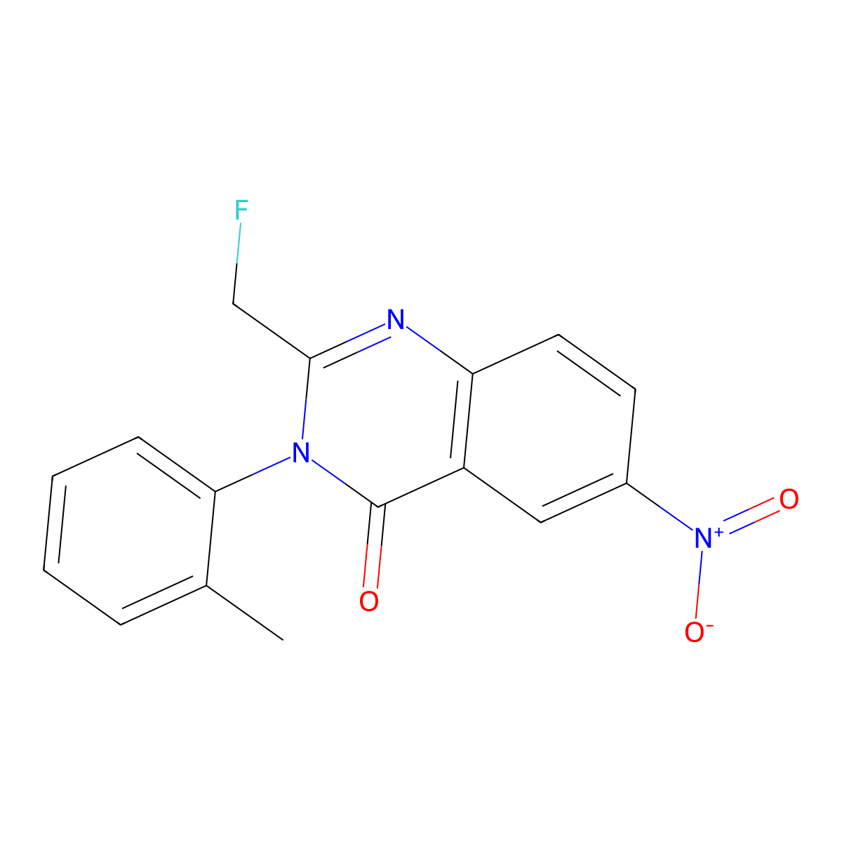 4(3H)-Quinazolinone, 2-(fluoromethyl)-3-(2-methylphenyl)-6-nitro- molecular structure, CAS 56287-73-1