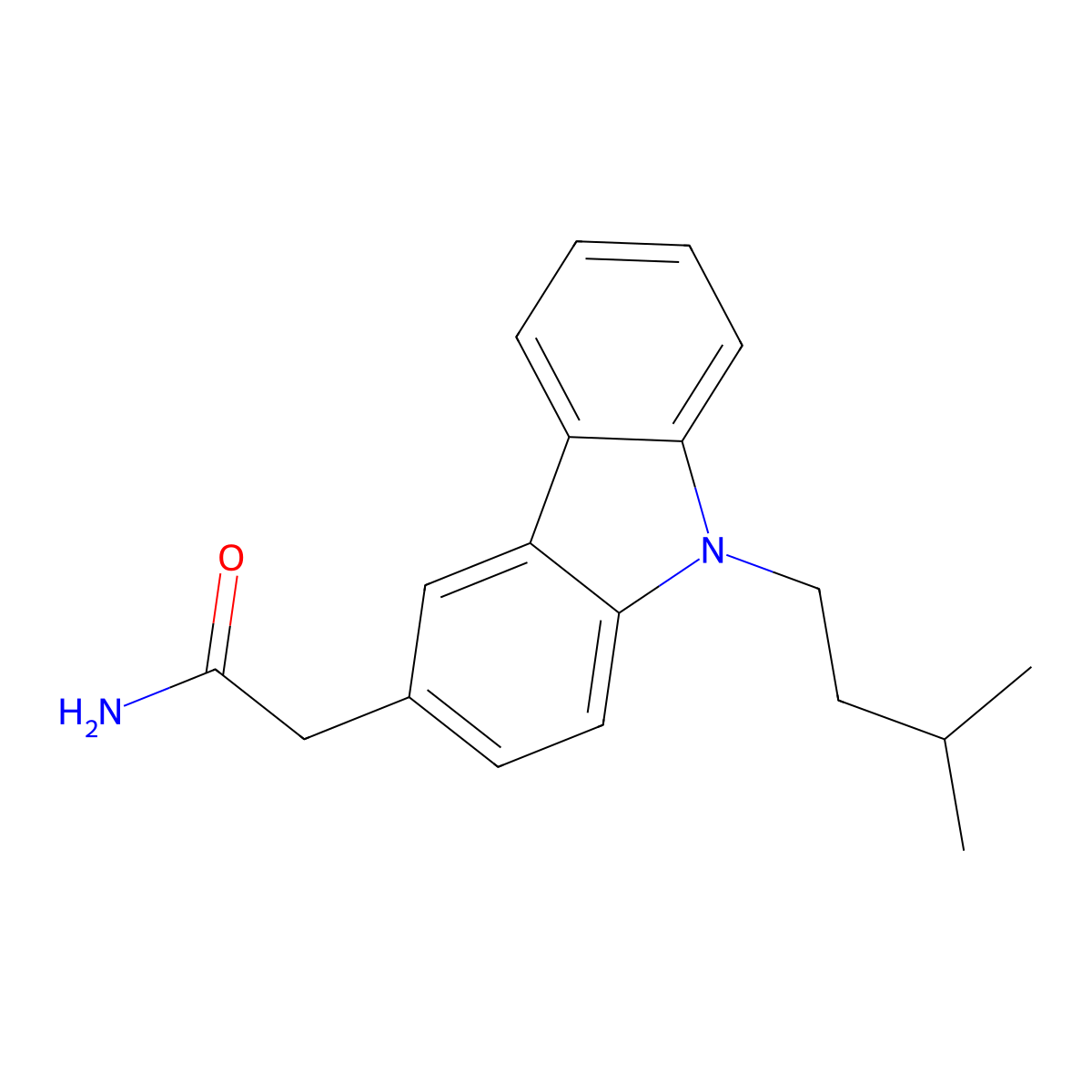 2-[9-(3-Methylbutyl)carbazol-3-yl]acetamide molecular structure, CAS 56296-96-9