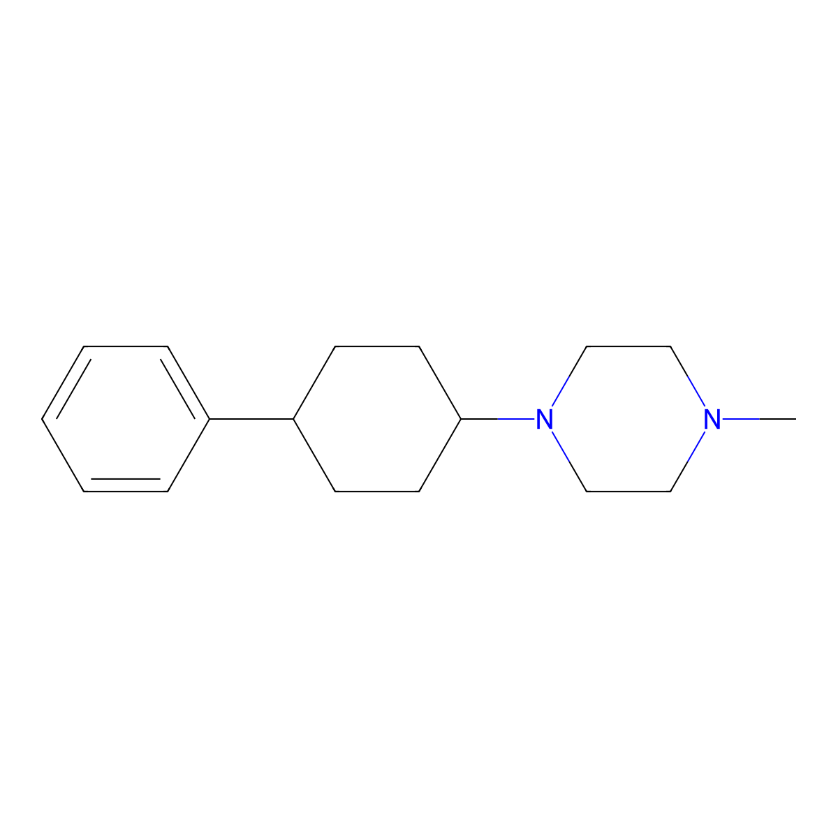 1-Methyl-4-(4-phenylcyclohexyl)piperazine molecular structure, CAS 56298-79-4