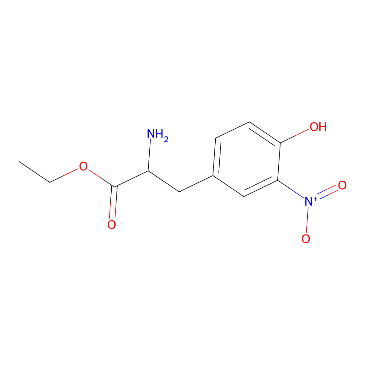 Ethyl 2-amino-3-(4-hydroxy-3-nitrophenyl)propanoate molecular structure, CAS 5630-02-4