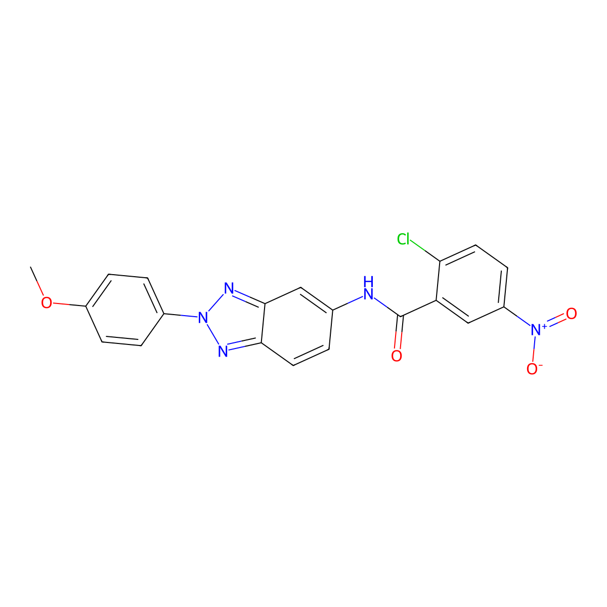 2-chloro-N-[2-(4-methoxyphenyl)benzotriazol-5-yl]-5-nitrobenzamide molecular structure, CAS 5630-54-6