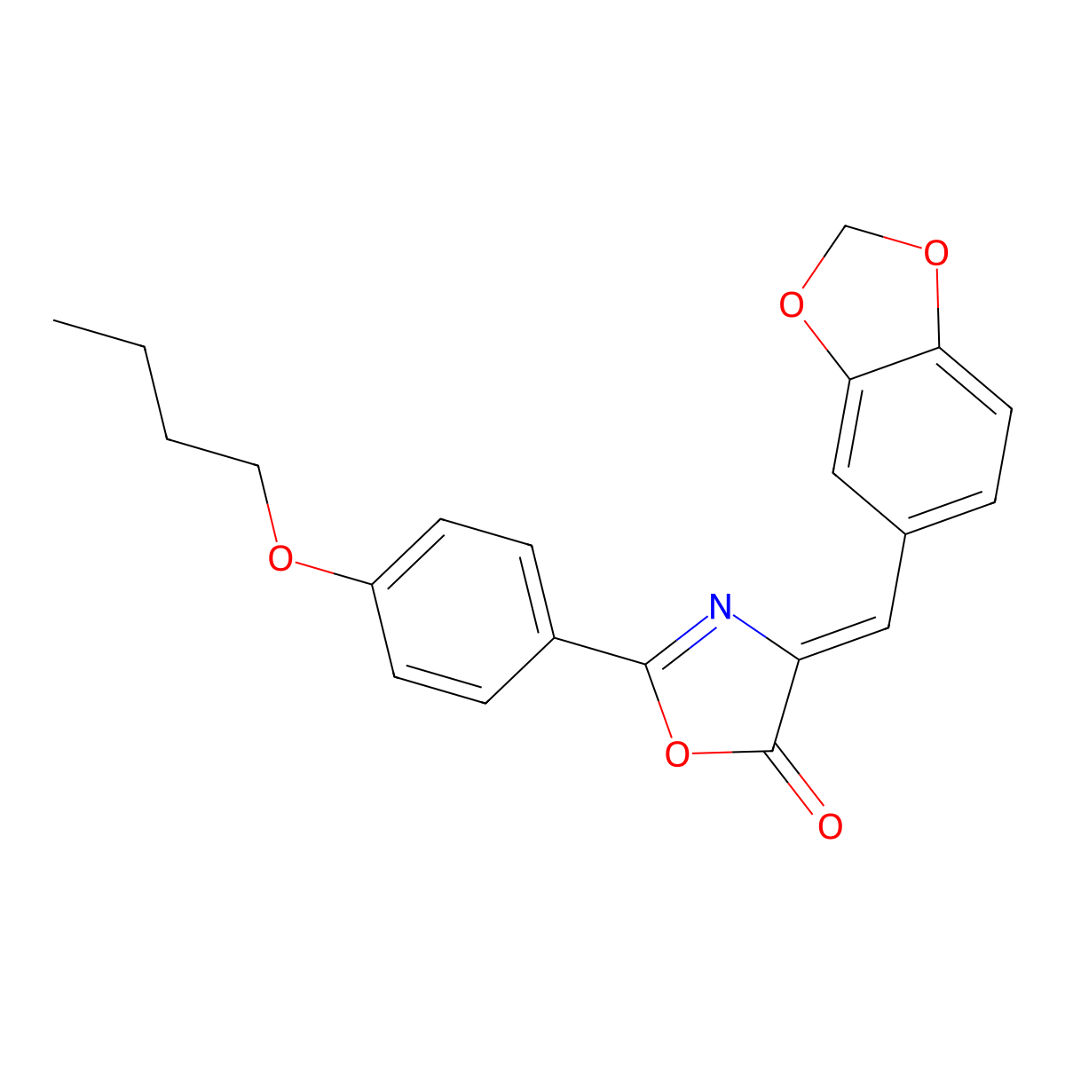 4-(1,3-Benzodioxol-5-ylmethylidene)-2-(4-butoxyphenyl)-1,3-oxazol-5-one molecular structure, CAS 5630-73-9