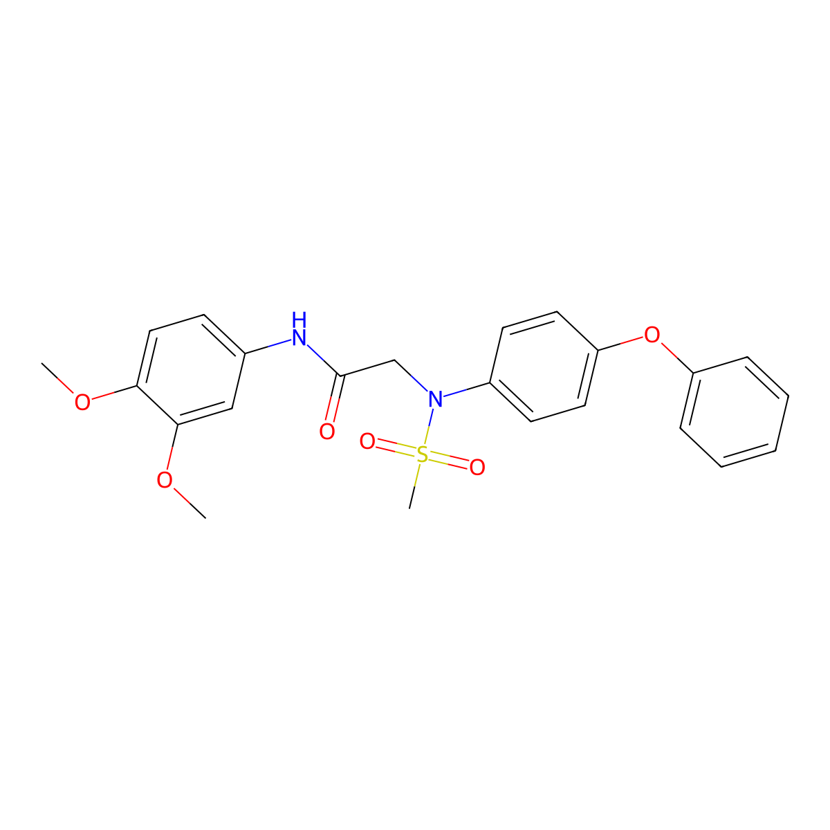 N-(3,4-Dimethoxyphenyl)-2-[methylsulfonyl-(4-phenoxyphenyl)amino]acetamide molecular structure, CAS 5630-94-4