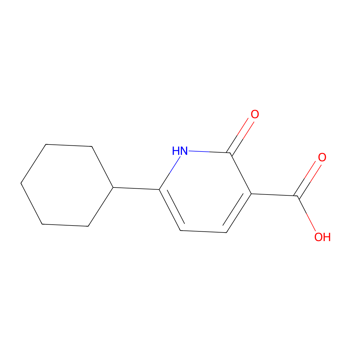 6-Cyclohexyl-2-oxo-1,2-dihydropyridine-3-carboxylic acid molecular structure, CAS 56304-30-4