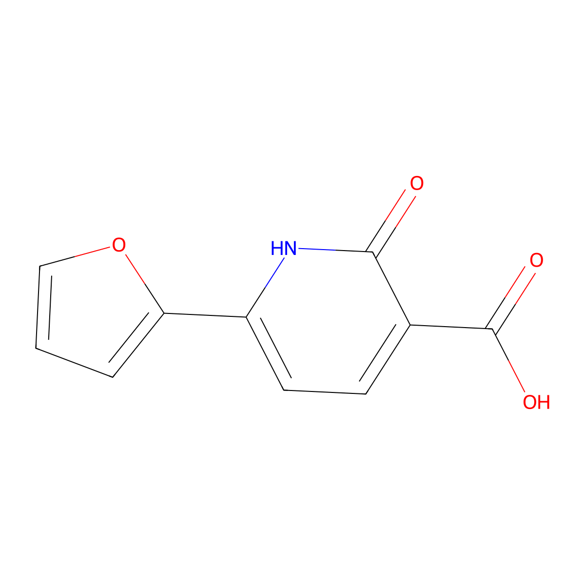 6-(2-Furanyl)-1,2-dihydro-2-oxo-3-pyridinecarboxylic acid molecular structure, CAS 56304-44-0