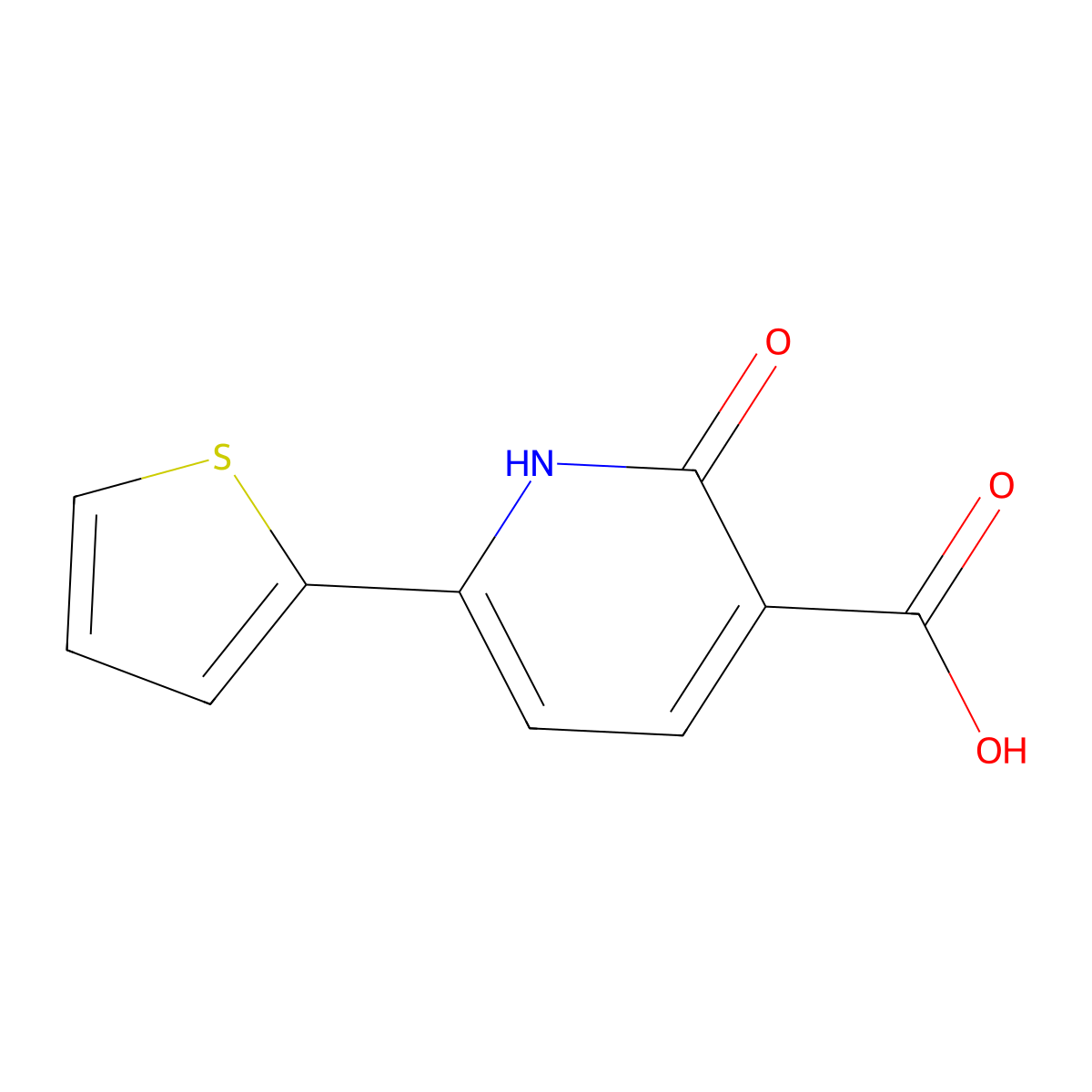1,2-Dihydro-2-oxo-6-(2-thienyl)-3-pyridinecarboxylic acid molecular structure, CAS 56304-45-1