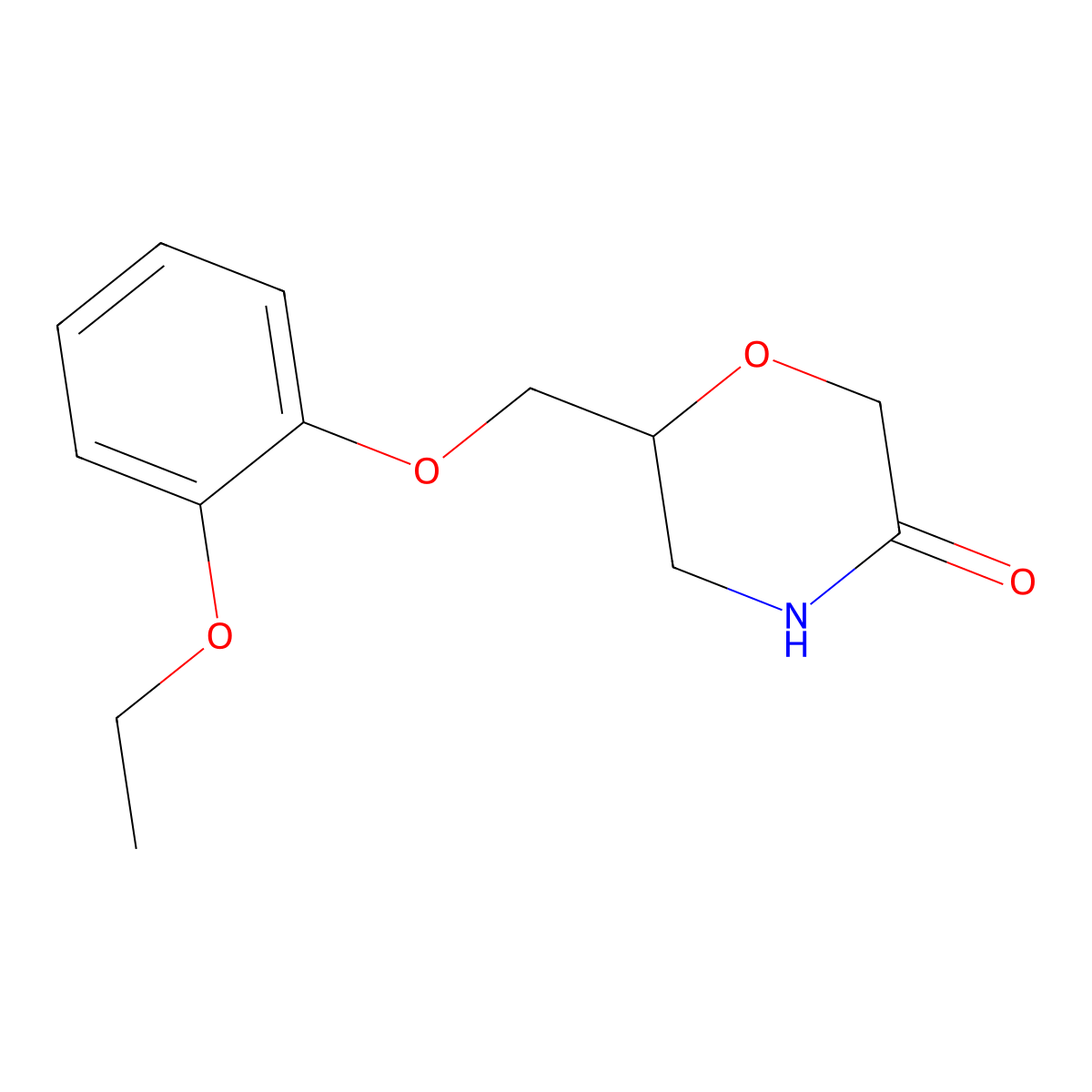 6-((2-Ethoxyphenoxy)methyl)morpholin-3-one molecular structure, CAS 56305-61-4