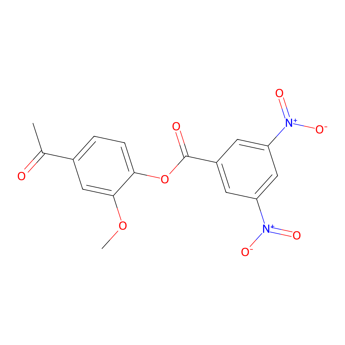 (4-Acetyl-2-methoxyphenyl) 3,5-dinitrobenzoate molecular structure, CAS 5631-55-0