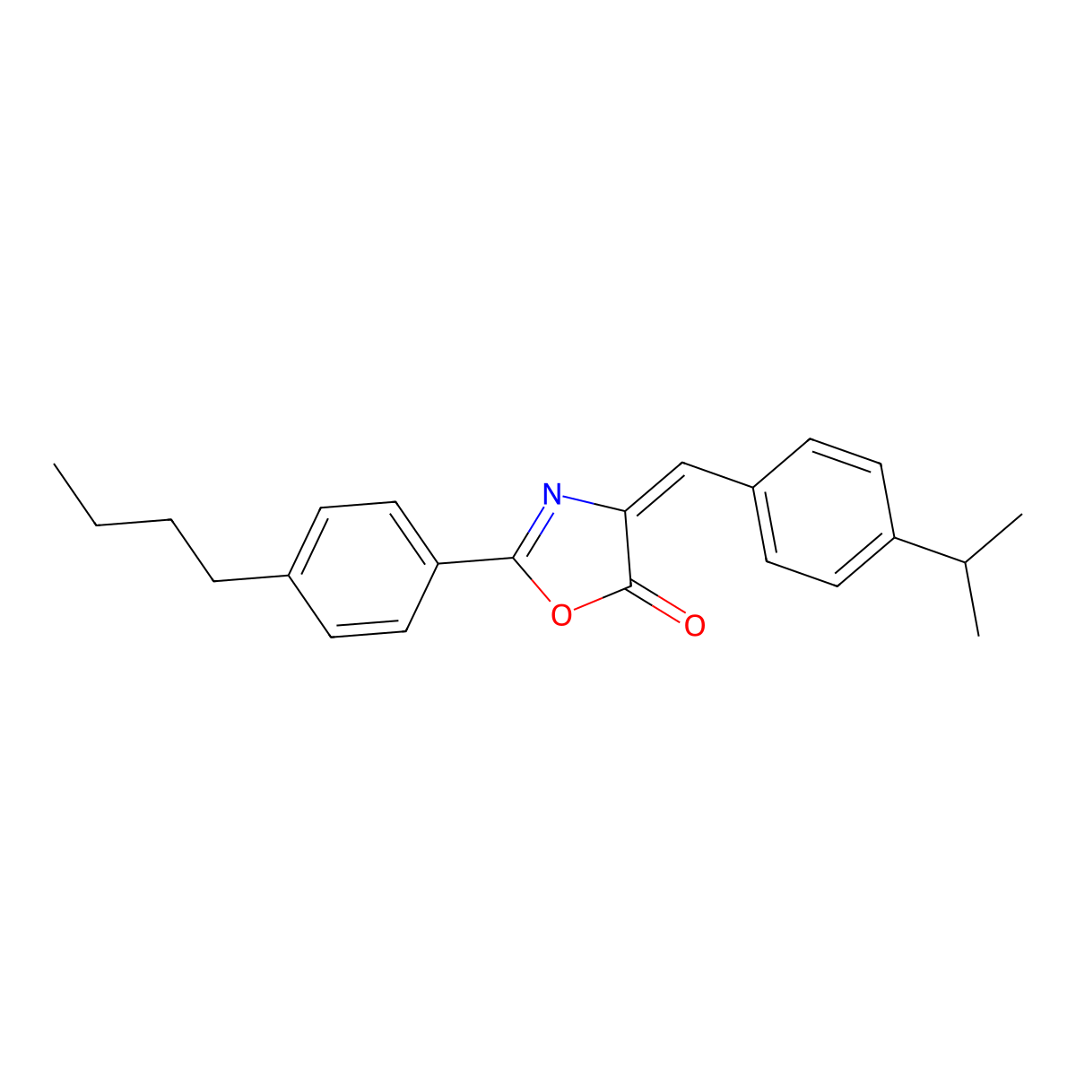 2-(4-Butylphenyl)-4-[(4-propan-2-ylphenyl)methylidene]-1,3-oxazol-5-one molecular structure, CAS 5631-61-8