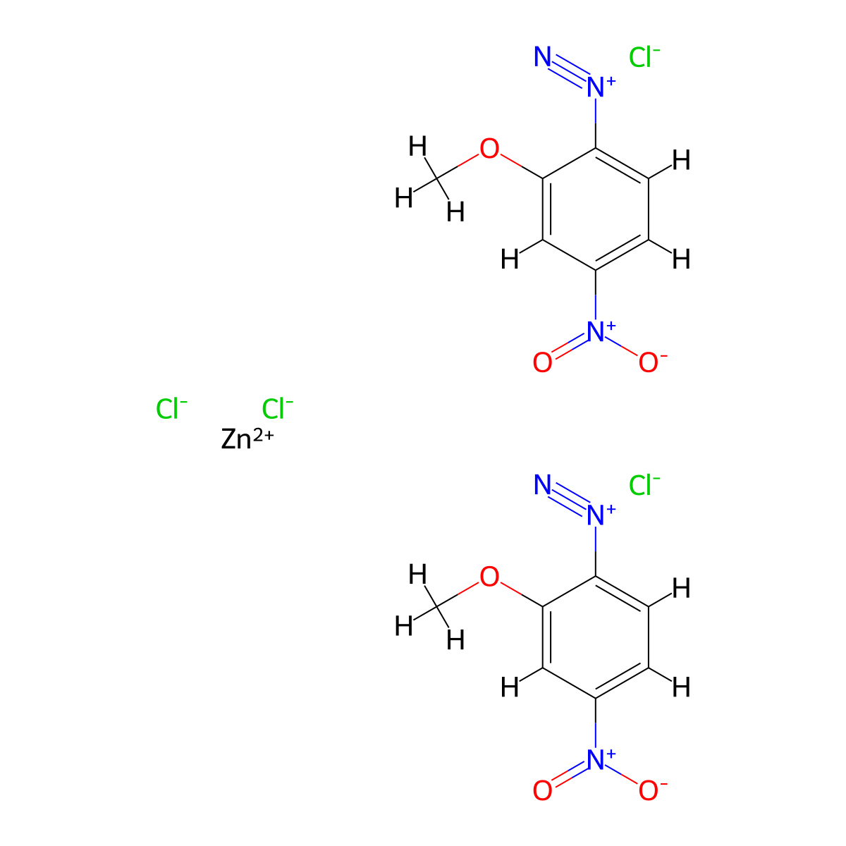 2-Methoxy-4-nitrobenzenediazonium chloride, zinc chloride molecular structure, CAS 56315-29-8