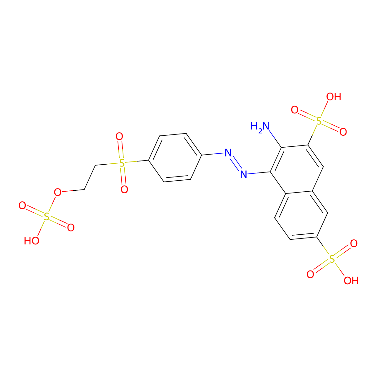 2,7-Naphthalenedisulfonic acid, 3-amino-4-[2-[4-[[2-(sulfooxy)ethyl]sulfonyl]phenyl]diazenyl]- molecular structure, CAS 56317-51-2