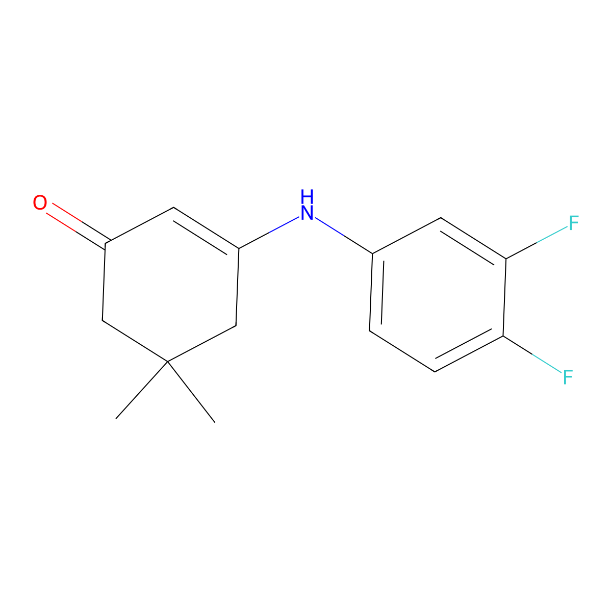 3-[(3,4-Difluorophenyl)amino]-5,5-dimethylcyclohex-2-en-1-one molecular structure, CAS 5632-32-6