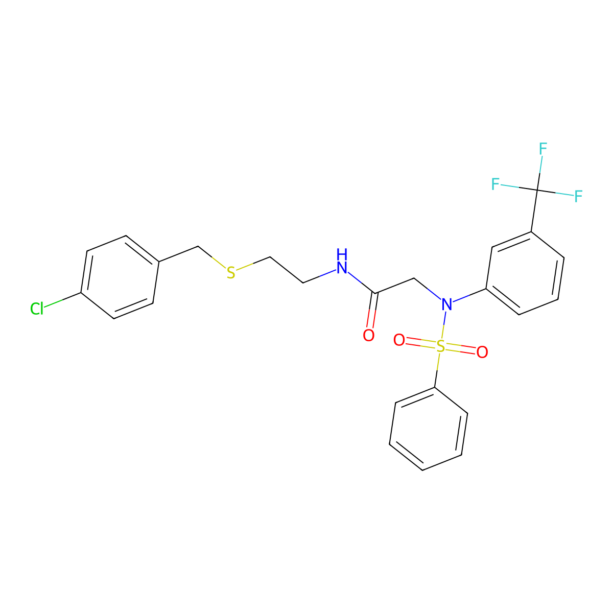 N-{2-[(4-chlorobenzyl)sulfanyl]ethyl}-2-[(phenylsulfonyl)-3-(trifluoromethyl)anilino]acetamide molecular structure, CAS 5632-65-5
