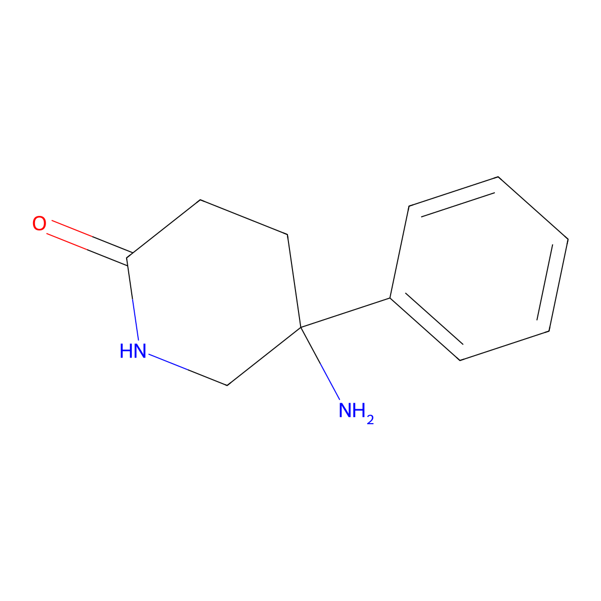 5-Amino-5-phenylpiperidin-2-one molecular structure, CAS 5632-73-5